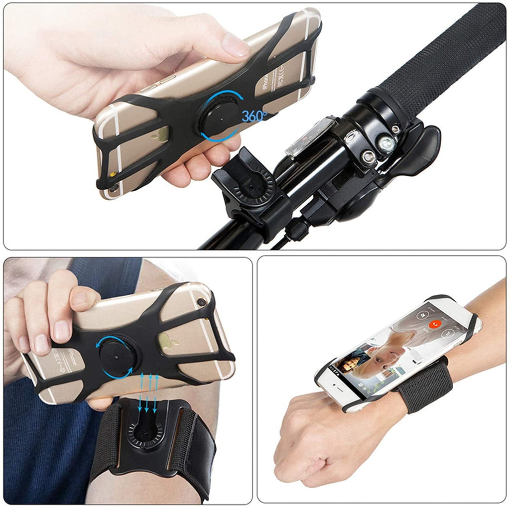 Somnr 3 in 1 Running Phone Armband, 360Rotatable Bike Phone Holder, with Rugged Case, Black