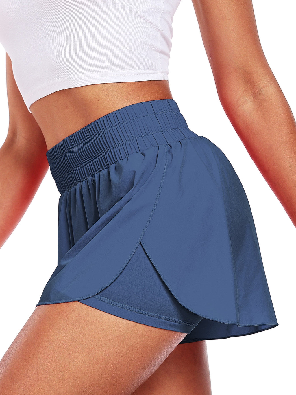 NELEUS Womens 2 in 1 Workout Yoga Shorts for Athletic Gym Running Casual Summer Short with Pocket,Navy Blue,US Size L
