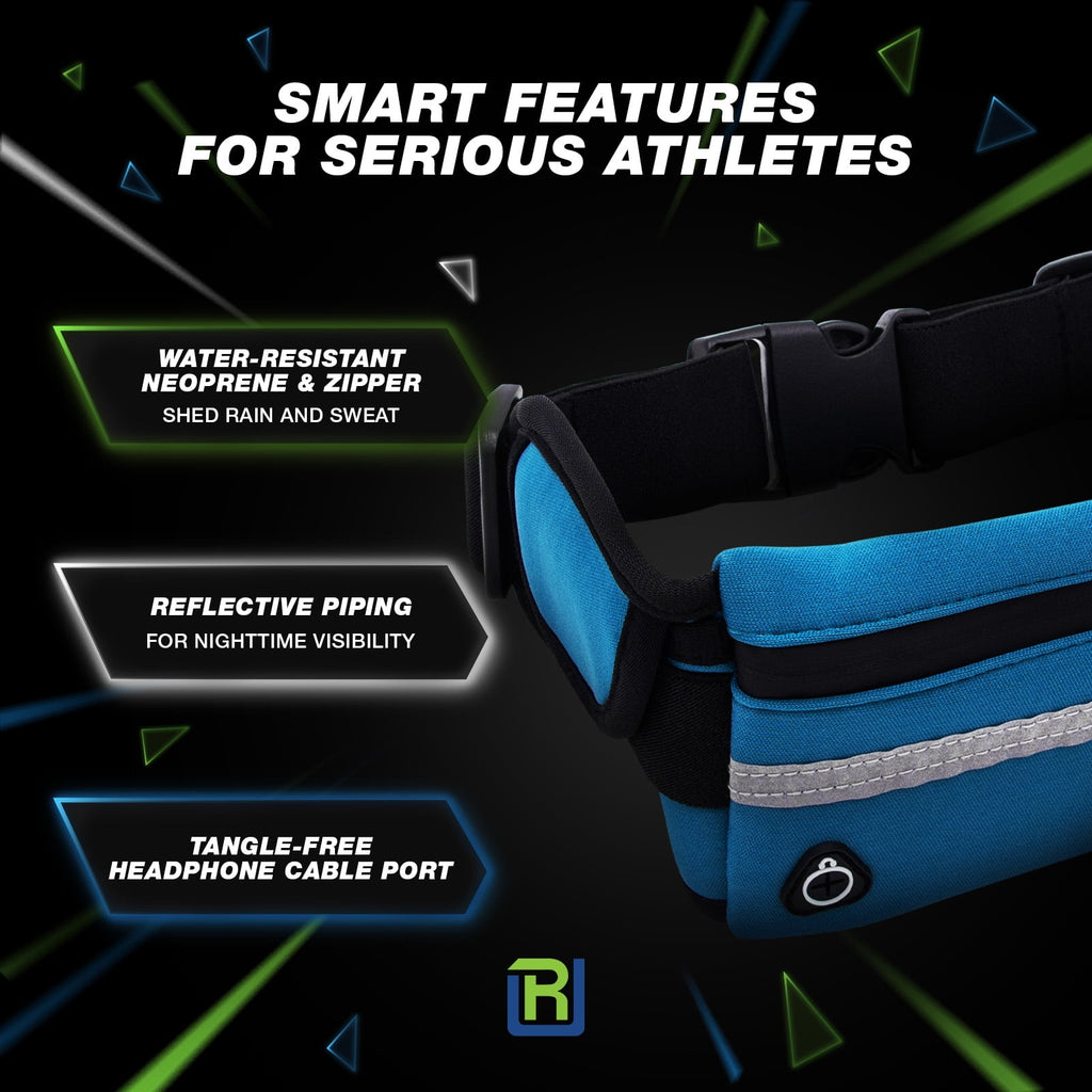 RunUnited Waist Pack for Running, Hiking & Gym - Waterproof Running Accessory w/ Phone Holder & Reflective Stripe, Color: Yellow