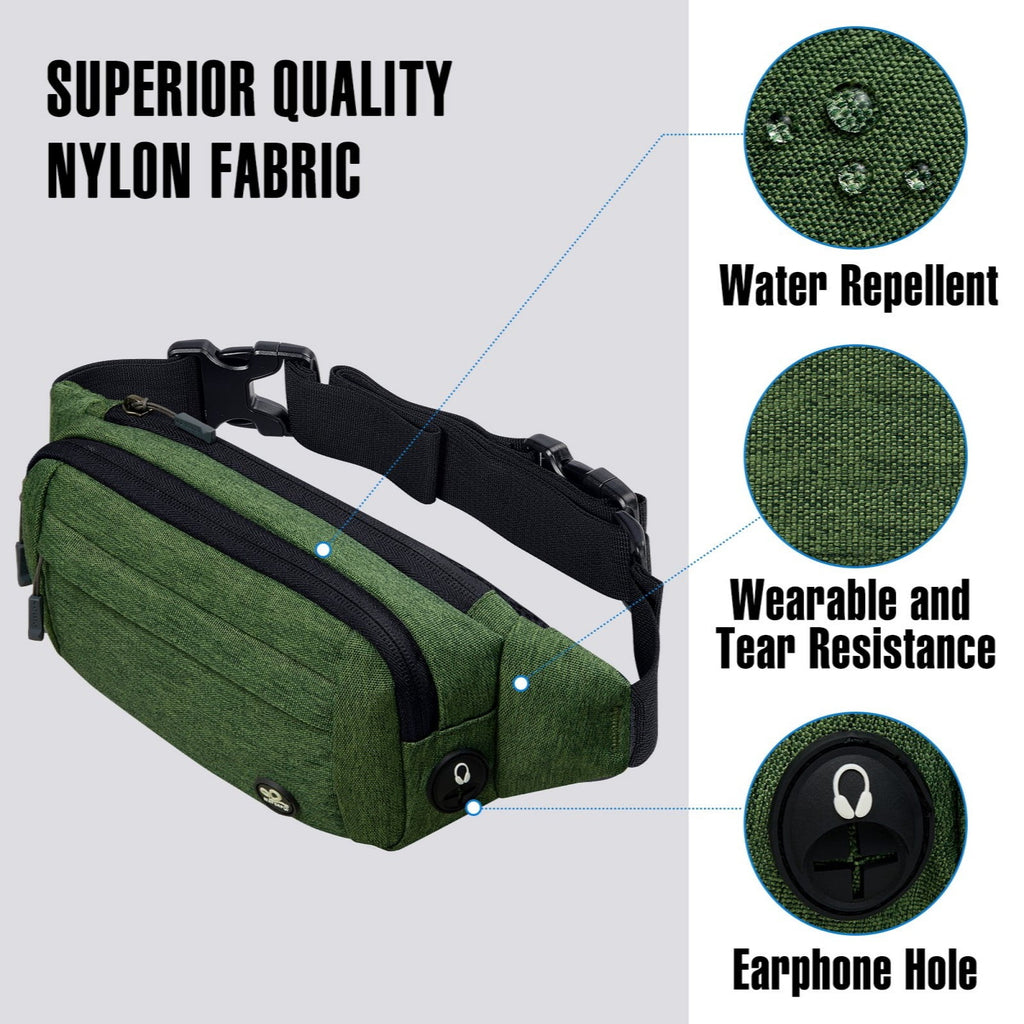 WATERFLY Unisex Lightweight Running Hiking Jogging Nylon Fanny Pack Waist Bag-Dark Blue