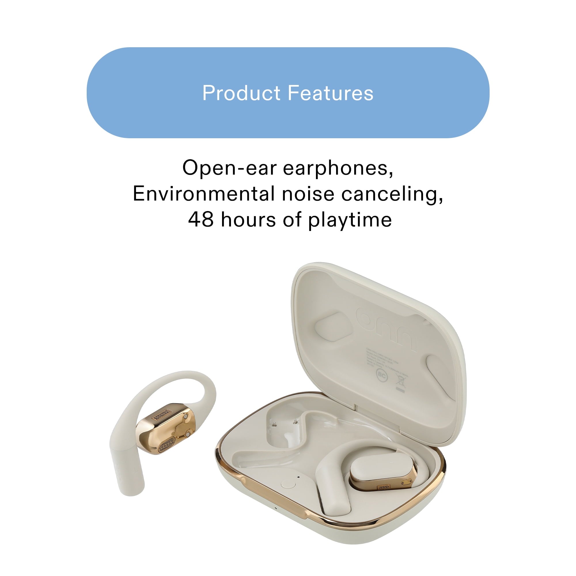 onn Trekster Pro Wireless Open-Ear Earphones, White