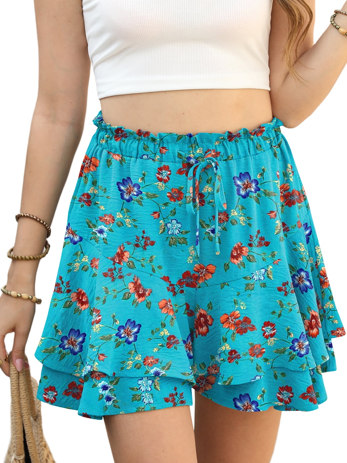 Cueply Flowy Shorts for Women Mini Tennis Skirt Ruffle Tiered Skorts Running Workout Sports Shorts
