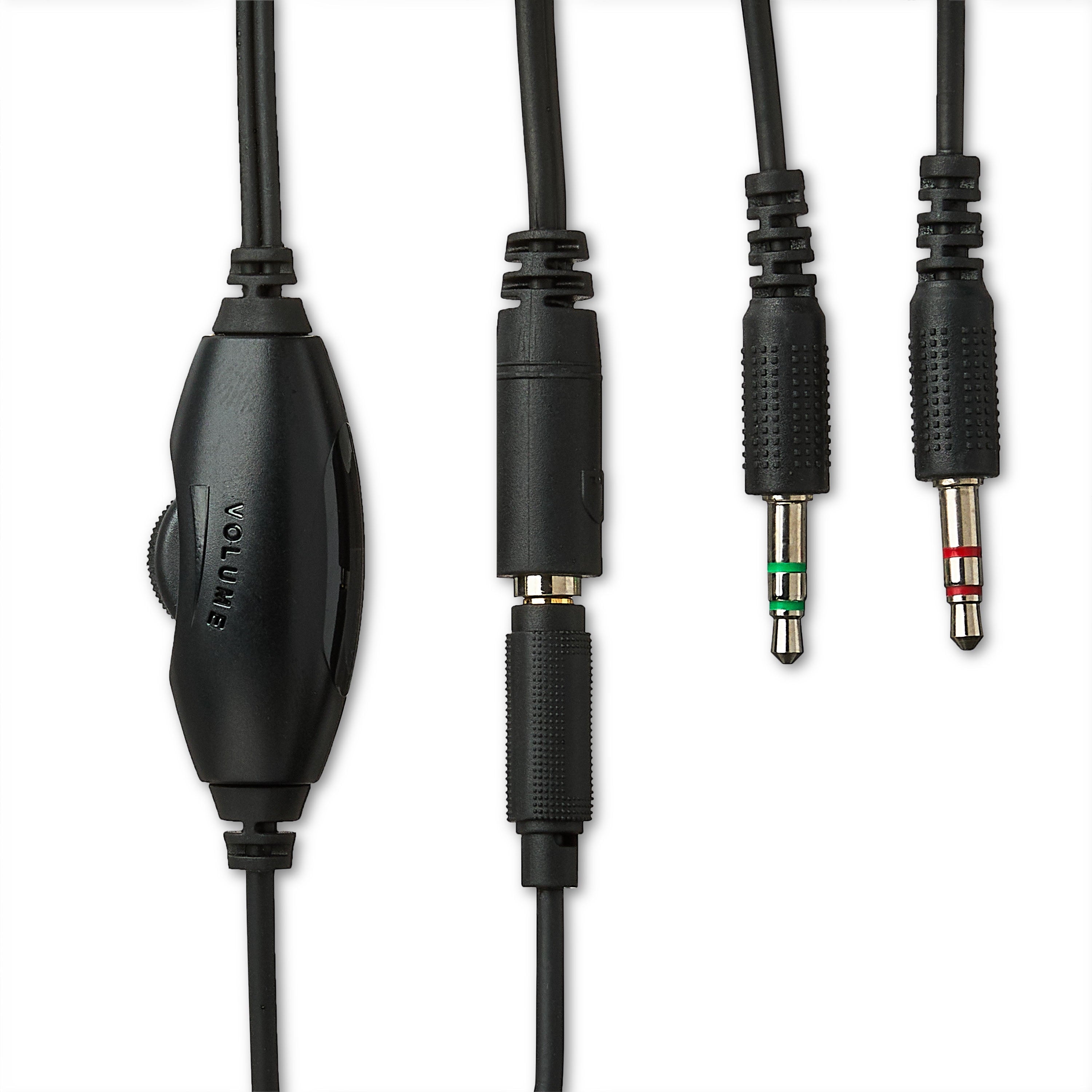 onn 3.5mm AUX Stereo Headset with Built-In Microphone, Black