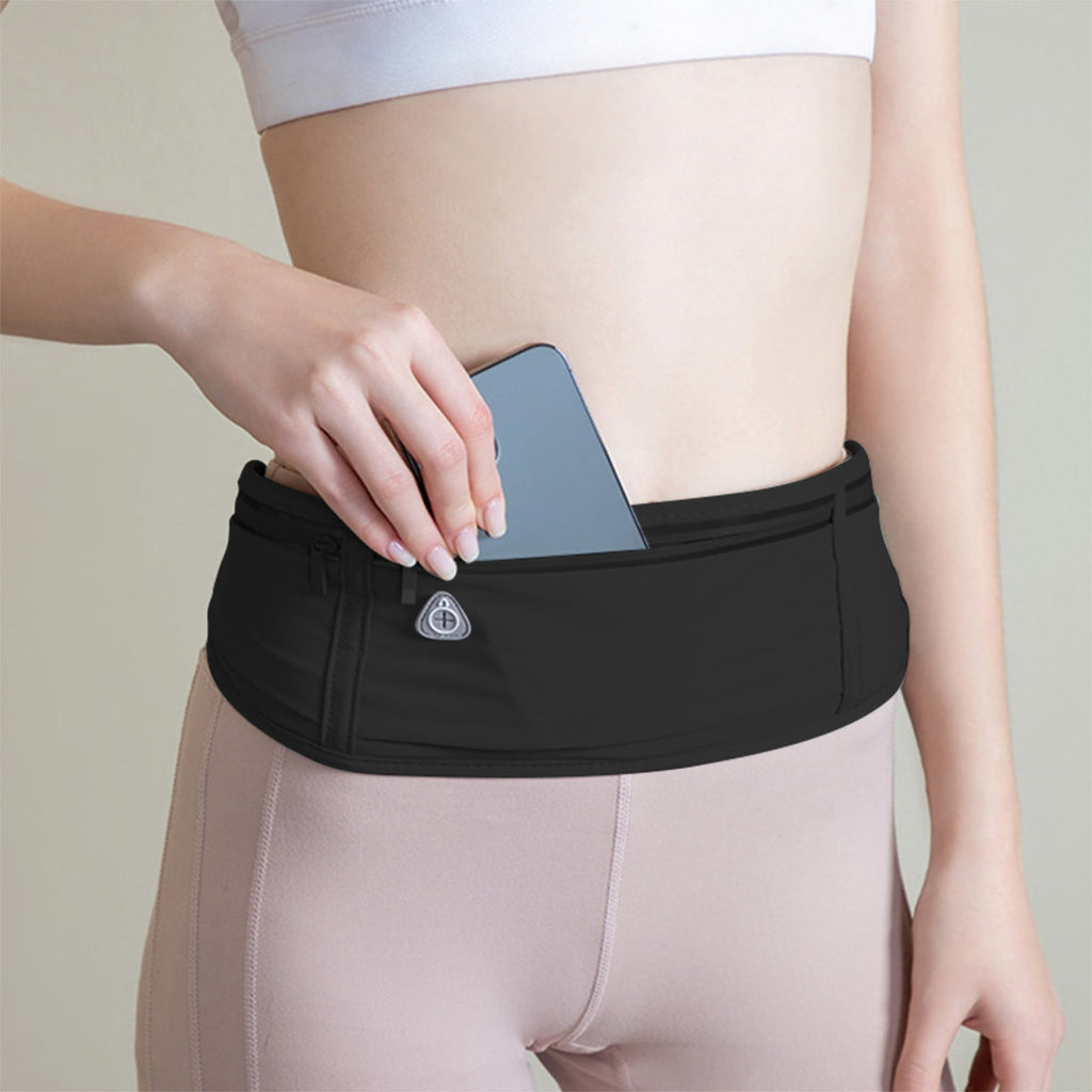 Running Belt Waist Pack Bag, Waist Pack Bag for Hiking Cycling Workout, Jogging Pouch, Phone Holder for Running Gear Accessories, Running Belt for Women Men with 3 Pockets