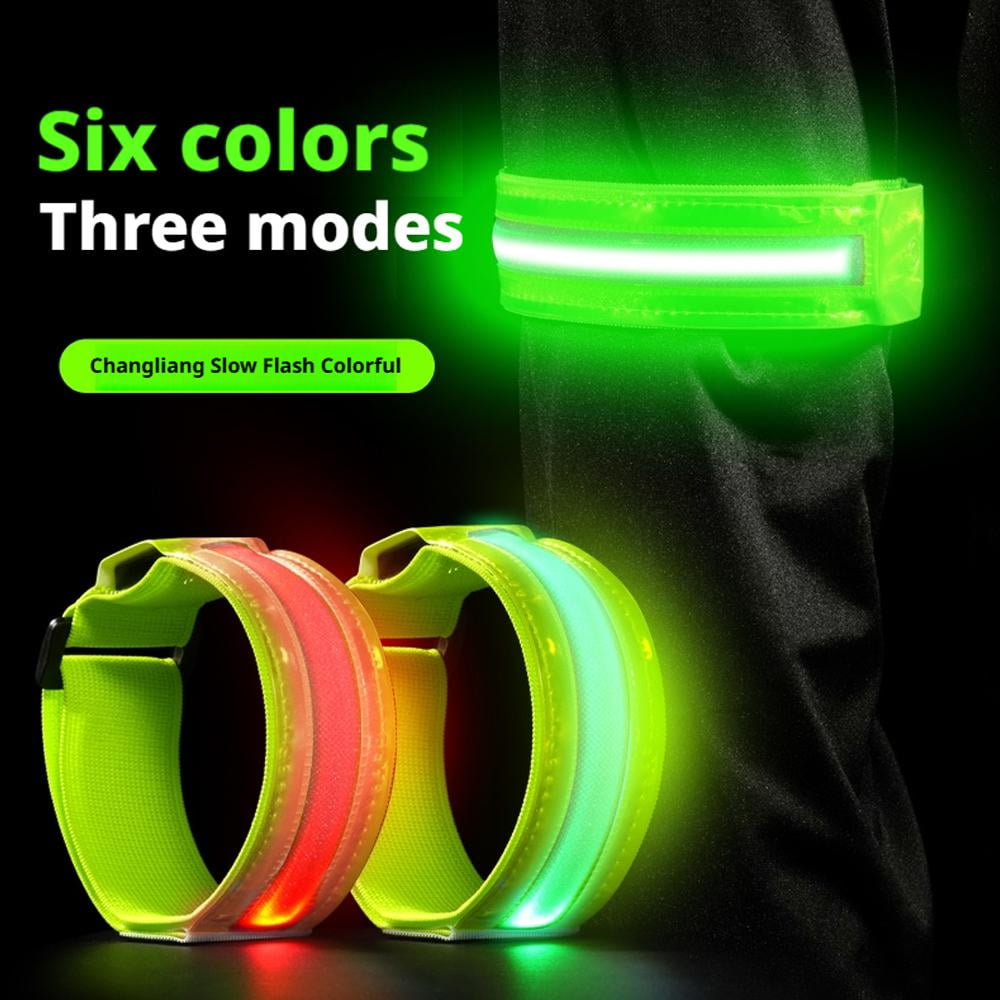 Rechargeable LED Armband 2-Pack, Running Lights for Runners, Light Up Arm Bands for Walking Running, Reflective Running Gear for Night Safety,6 Colors & 3 Modes & Adjustable Wristbands