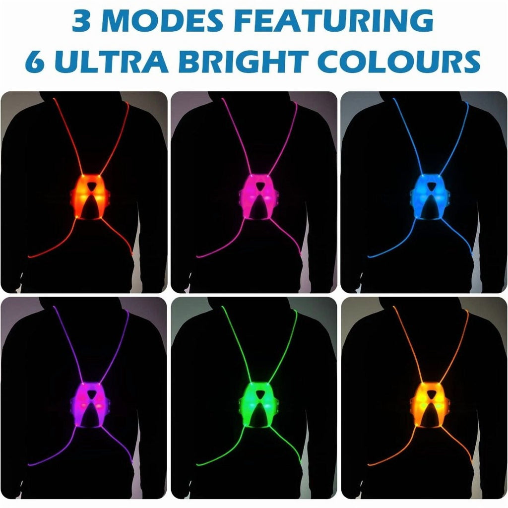 Labeol LED Reflective Running Vest with High Visibility Front Safety Light,6 Bright Colors Lights for Runners,USB Rechargeable Reflective Accessories for Men/Women Running,Walking,Cycling