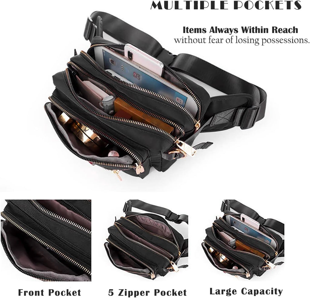 Extra Large Fashion Fanny Pack for Men Women, Waist Bag for Waterproof Hiking Running Biking Gym Outdoor Sports Travel Belt Bag