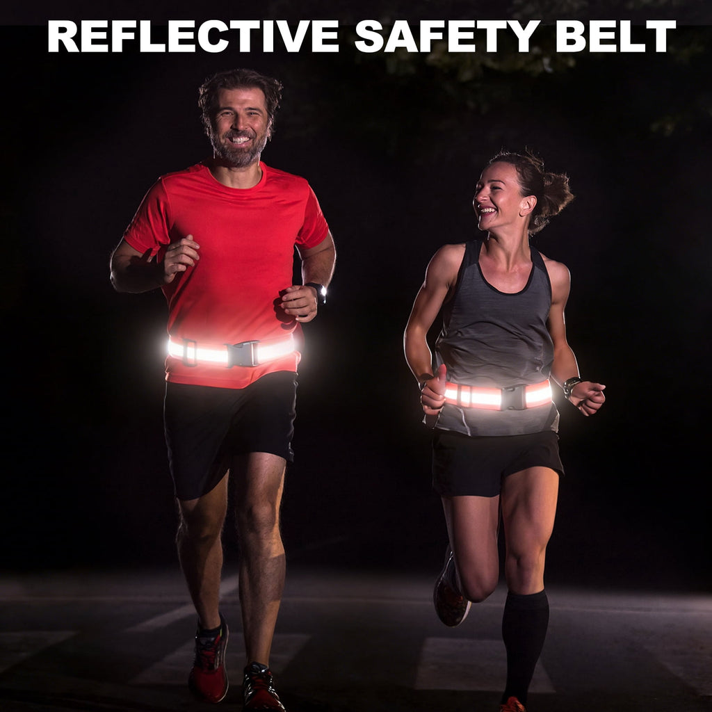 Uxcell Reflective Safety Belt, Adjustable High Visibility Glow Belt Outdoor Running Gear Accessories Fit For (Running/Walking/Cycling), 43.3 x 1.6" & 2 Pcs & Bright Red