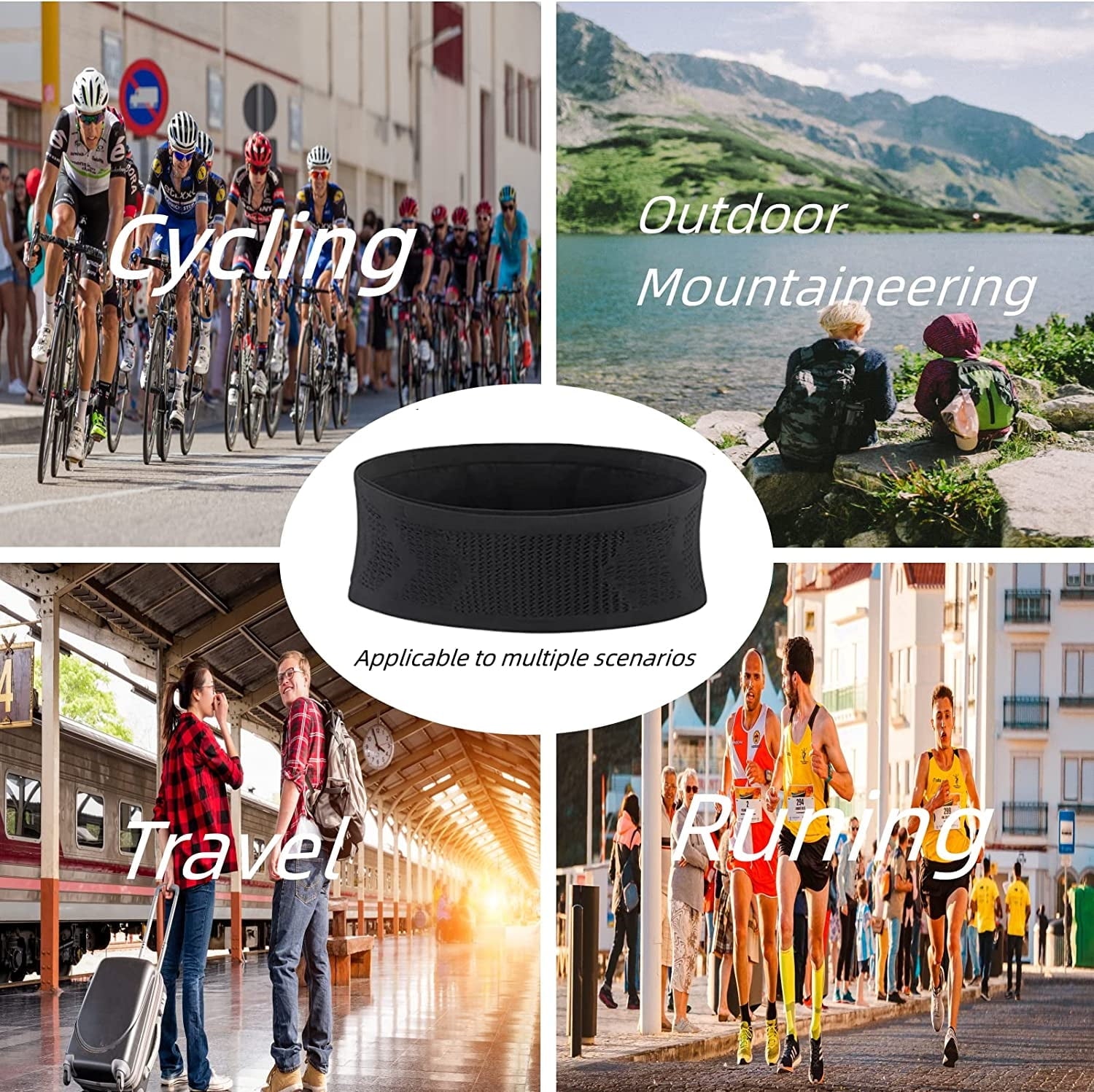 Scheam Slim Running Belt | Travel Money Belt | Waist Bag | Running Waist Pack | Slim Fanny Pack for Running | Hidden Pockets for Travel (Black, m)