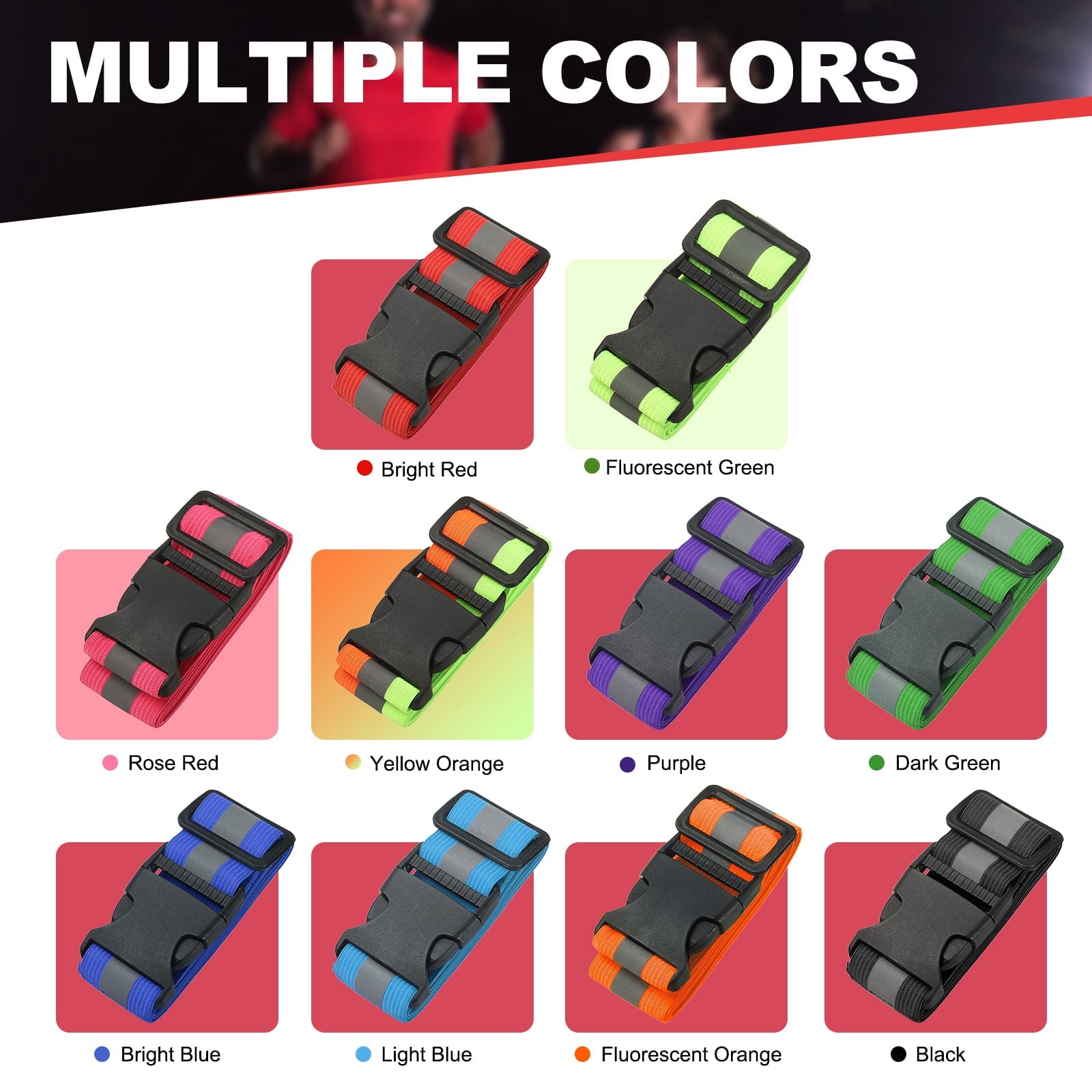 Uxcell Reflective Safety Belt, Adjustable High Visibility Glow Belt Outdoor Running Gear Accessories Fit For (Running/Walking/Cycling), 43.3 x 1.6" & 2 Pcs & Yellow Orange