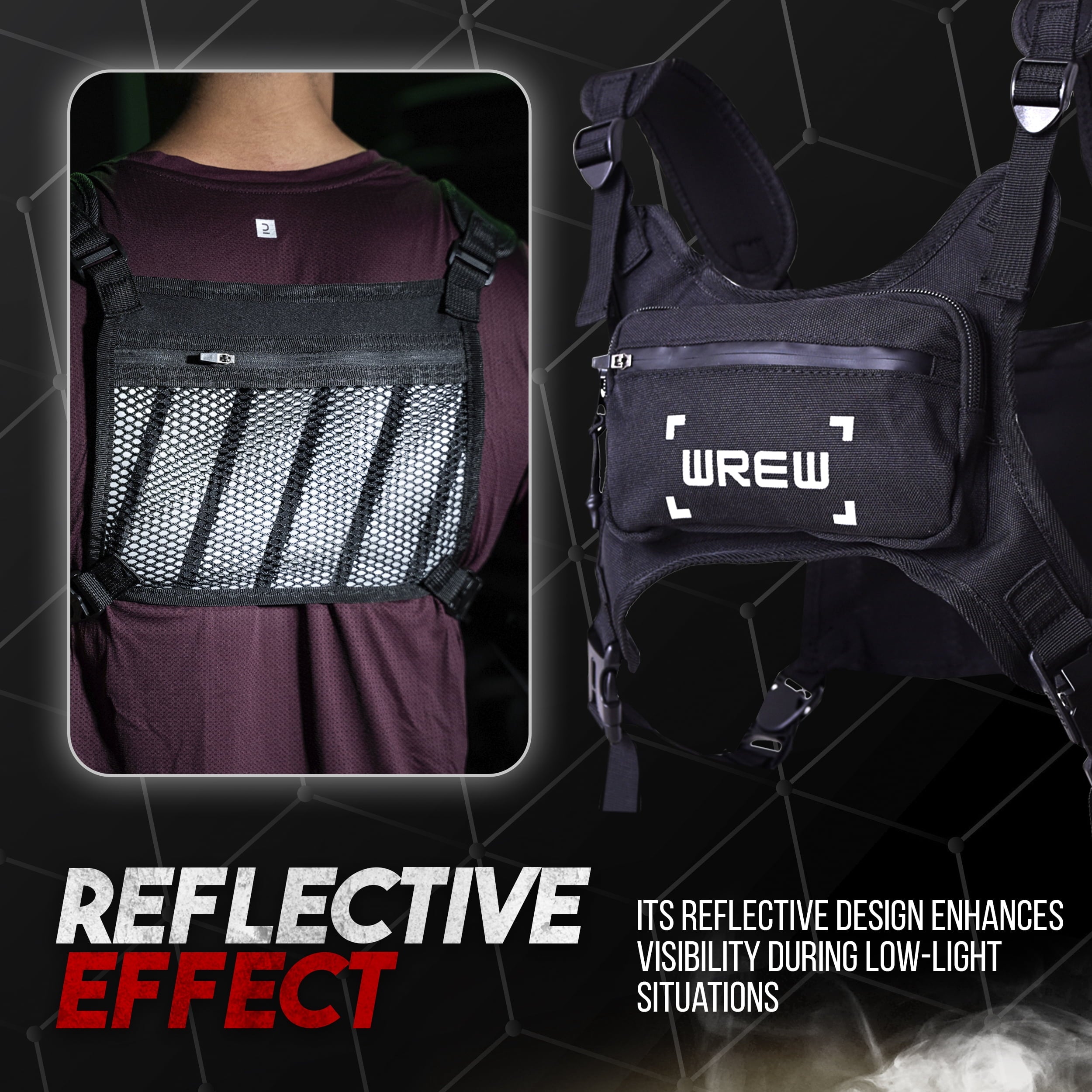 Running Chest Pack for Men-Water Resistant Adjustable Shoulder Straps with Phone Holder Storage-Anti-Theft Lightweight Running Chest Bag for Men,Cycling, Jogging