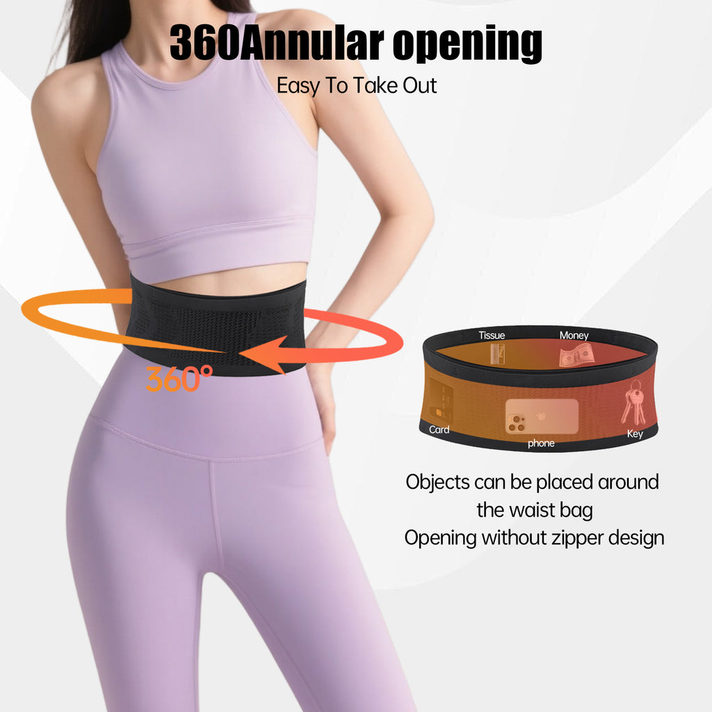 Running Belt for Women 360° Flip Belt - Nylon 3D Mesh Expandable Runners Belt for Gym Hiking