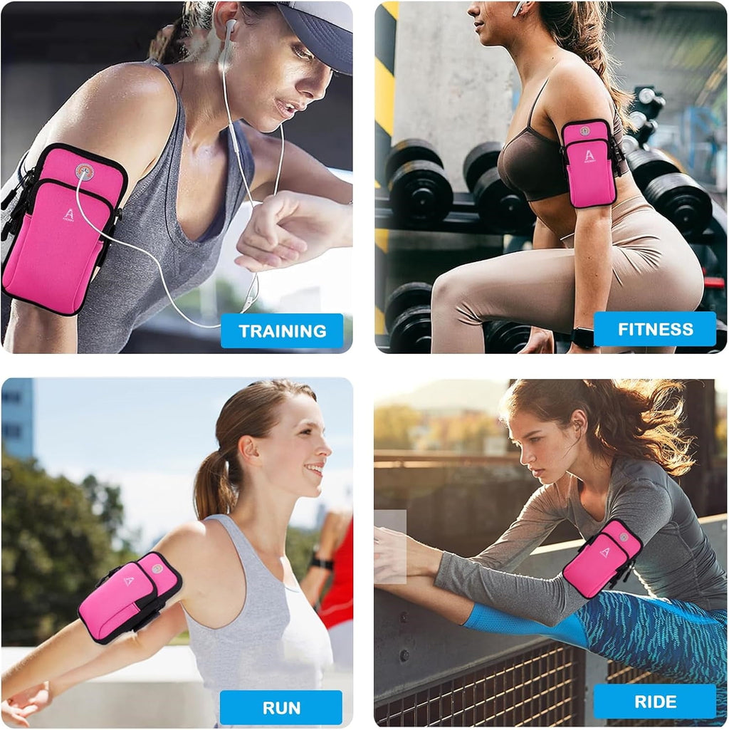 ZWHong Running Phone Holder, Universal Phone Armband for iPhone & Samsung, Workout Phone Holder with Arm Band, Secure Running Armband for Men & Women, Gym Exercise Phone Sleeve（black）