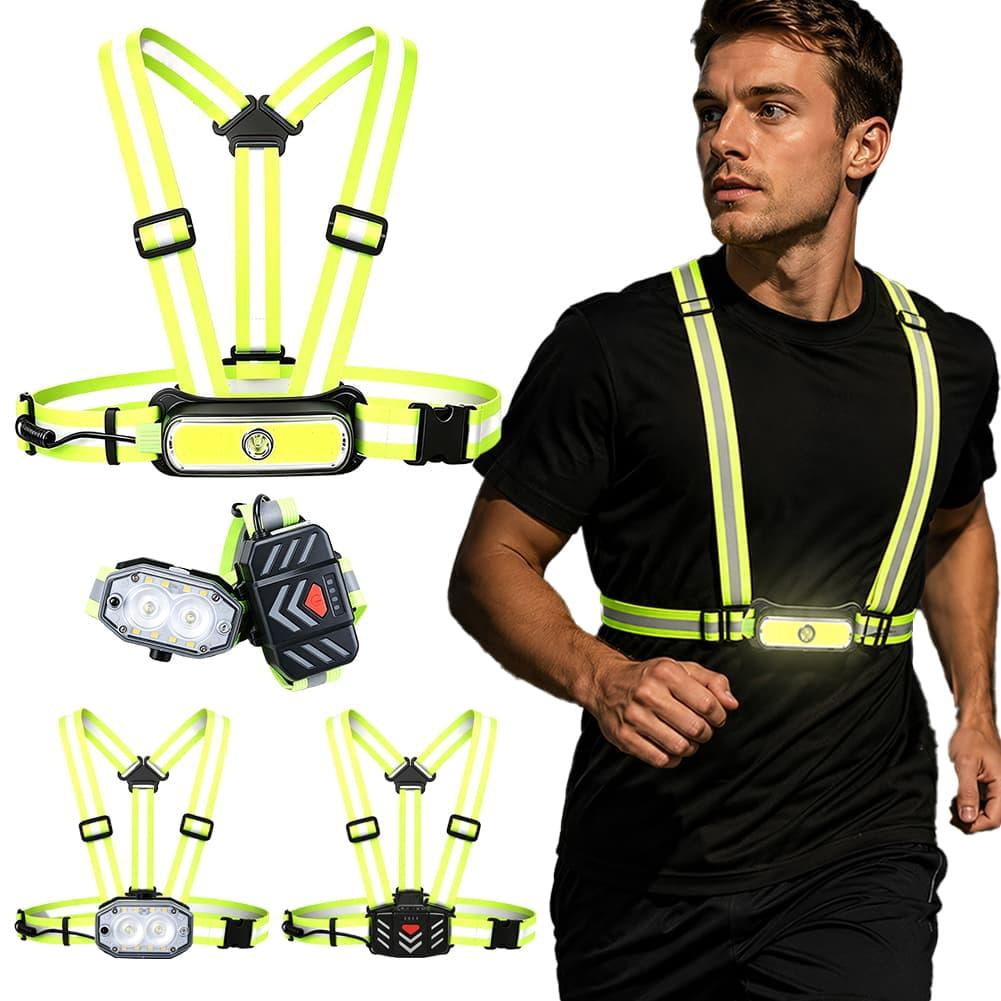 Running Lights for Runners Reflective Vest Night Running Gear LED Safety Lights for Outdoor Jogging Cycling Hiking