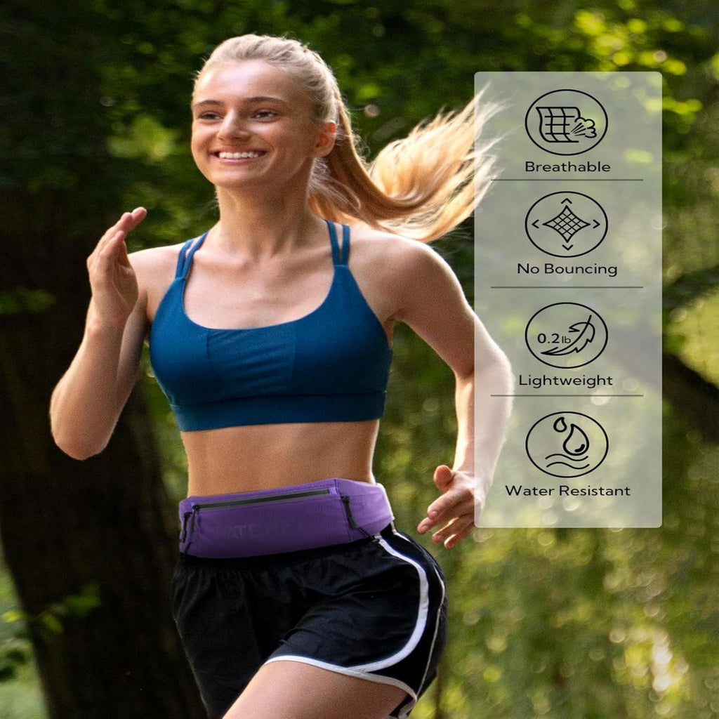 WATERFLY Unisex Adjustable Sports Jogging Fitness Nylon Running Waist Belt Band,Black