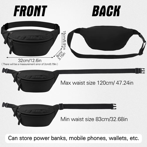 Bocaoying 2 Pack Fanny Pack for Women, Lightweight Waist Bag with 2 Smooth Zipper Pockets, Adjustable Water Resistant Sports Bum Bag for Outdoors Sports Travel Hiking Running