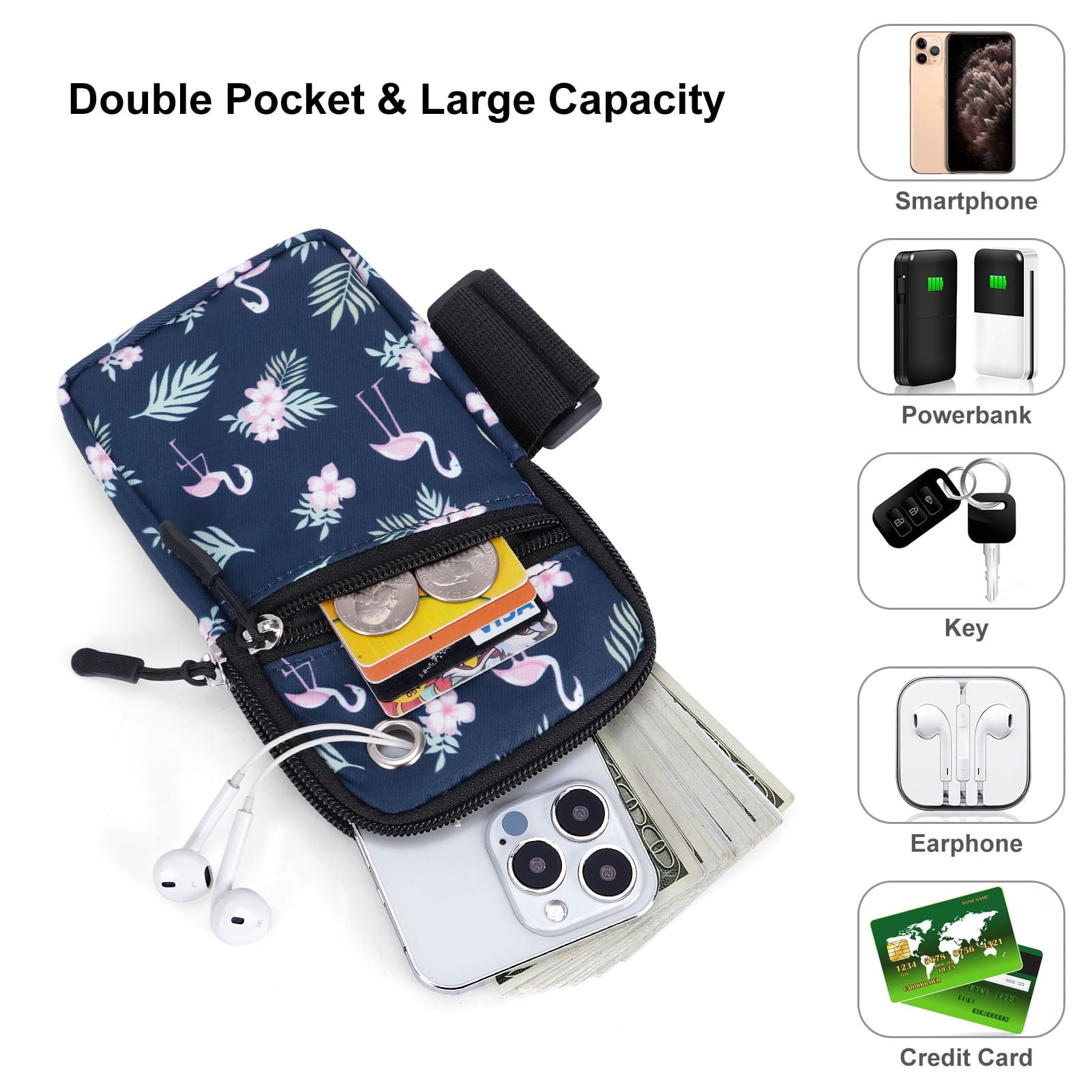 HAWEE Cell Phone Arm Bands Bag for Women Sports Running Pouch Hold Smartphone 6.28 Inches Full-screen, Colorful Flower