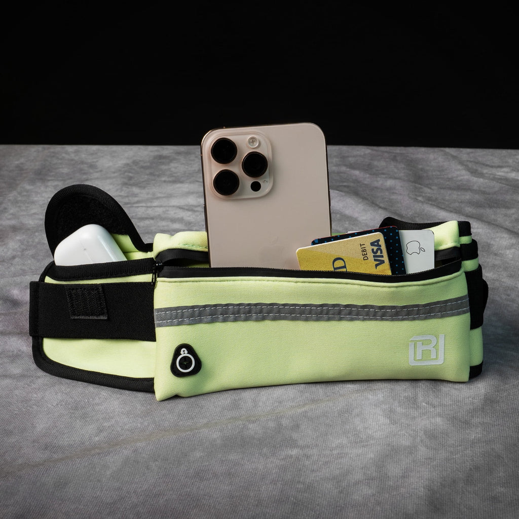 RunUnited Waist Pack for Running, Hiking & Gym - Waterproof Running Accessory w/ Phone Holder & Reflective Stripe, Color: Yellow