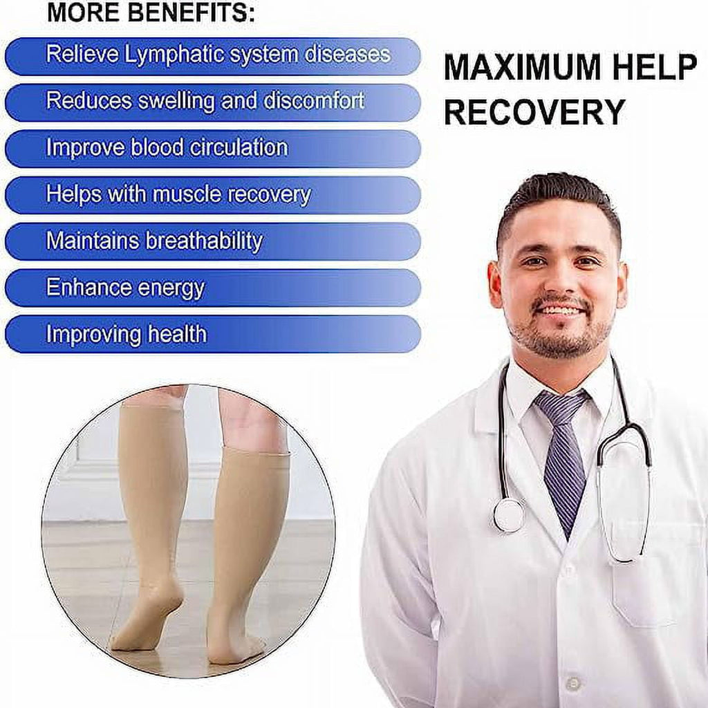 2 Pairs Wide Calf Compression Socks for Women Men AMITOFO Circulation 20-30mmHg Plus Size Knee High Support Stockings for Medical | Circulation | Nurses | Running | Travel, Black 4XL