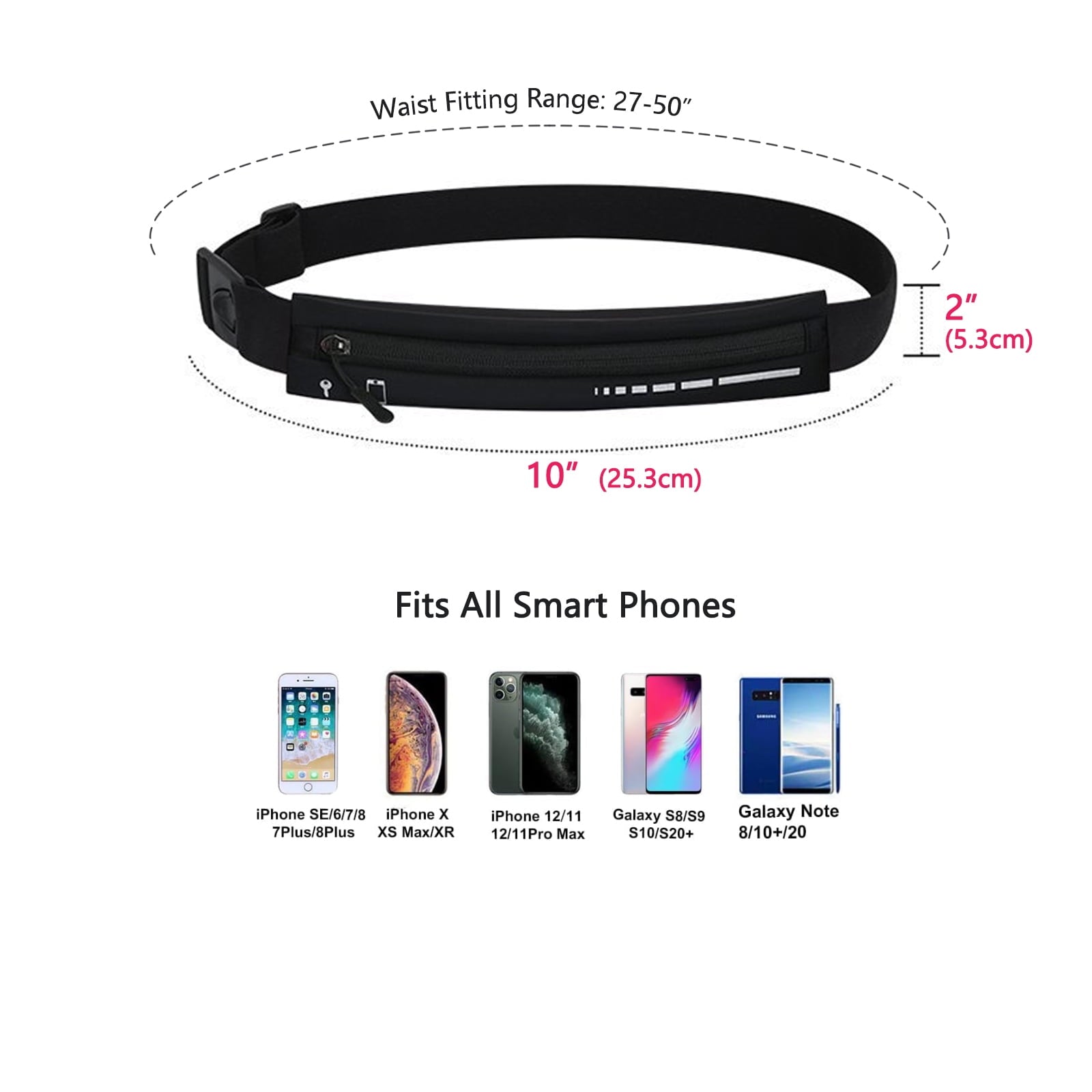 Entchin Slim Running Belt for Women Men, Runners Fanny Pack Phone Holder, Running Waist Bag for Workout