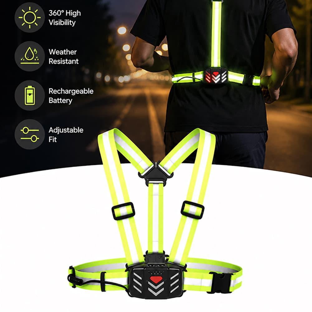 Running Lights for Runners Reflective Vest Night Running Gear LED Safety Lights for Outdoor Jogging Cycling Hiking