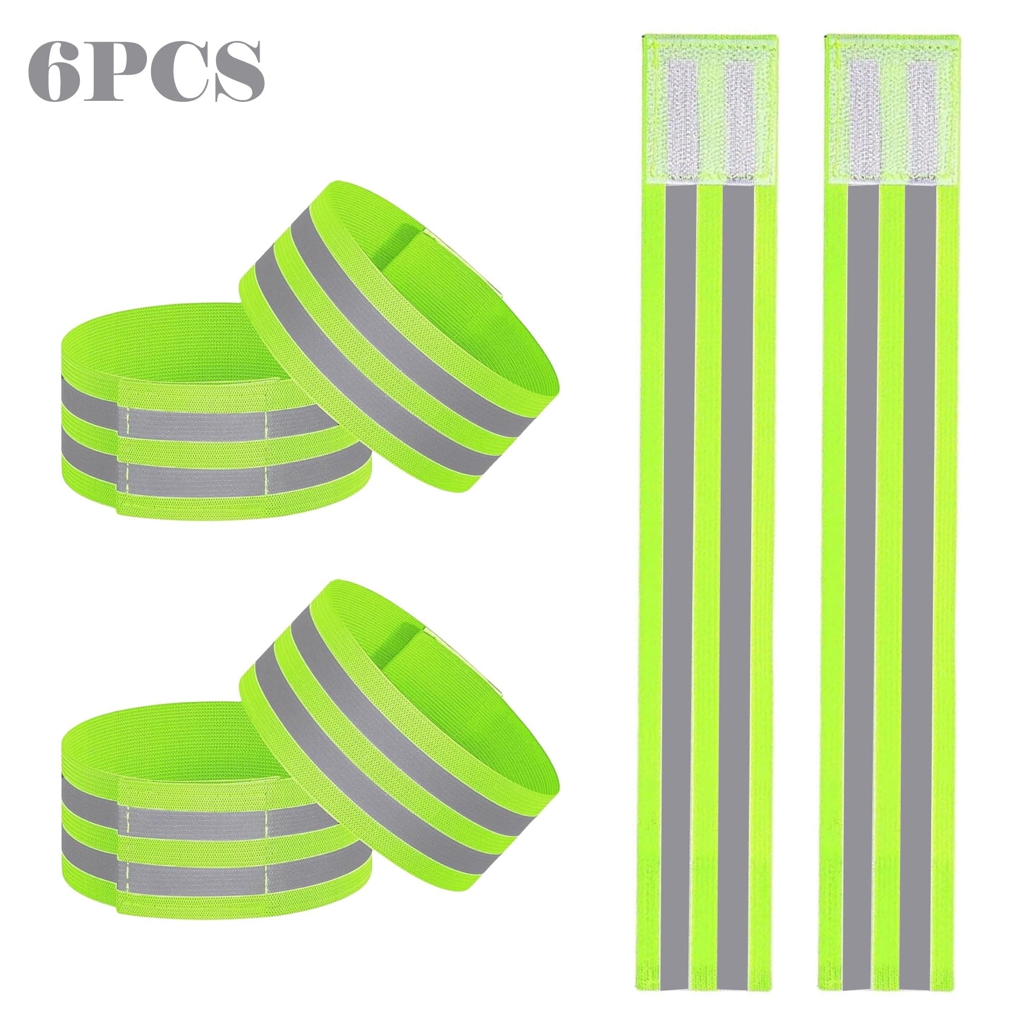 6 packs of reflective ankle straps, reflective bike running wristbands, ankle straps, leg straps, and bike pants cuff clips, can be used as armbands, sports/running equipment accessories