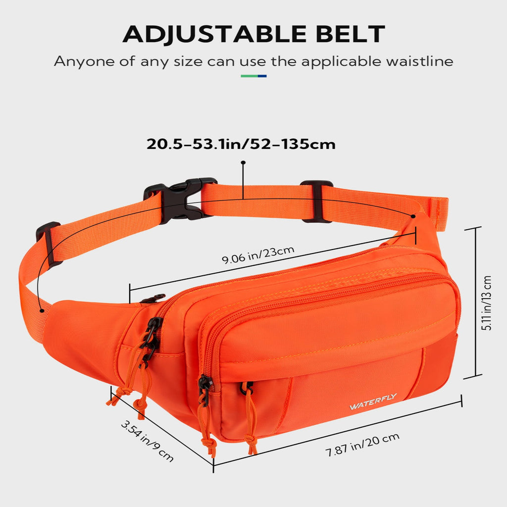 WATERFLY Unisex Large Capacity Walking Travel Nylon Fanny Pack Waist Bag,Yellow
