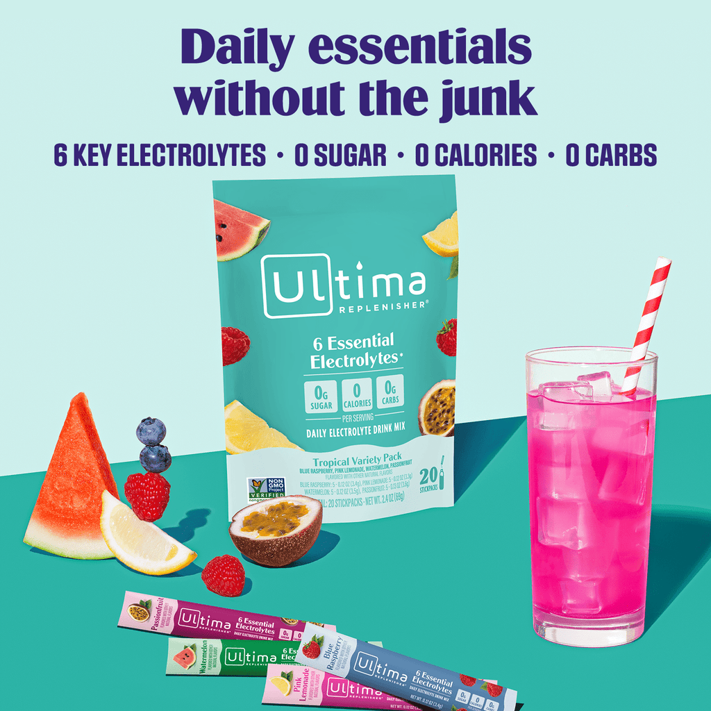 Ultima Replenisher, Electrolyte Drink Mix Packets, Sugar Free Daily Hydration Powder, Mocktini Variety Pack, 16 Count Stickpacks