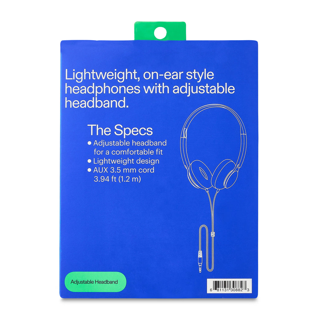 onn On-Ear Headphones, Pink