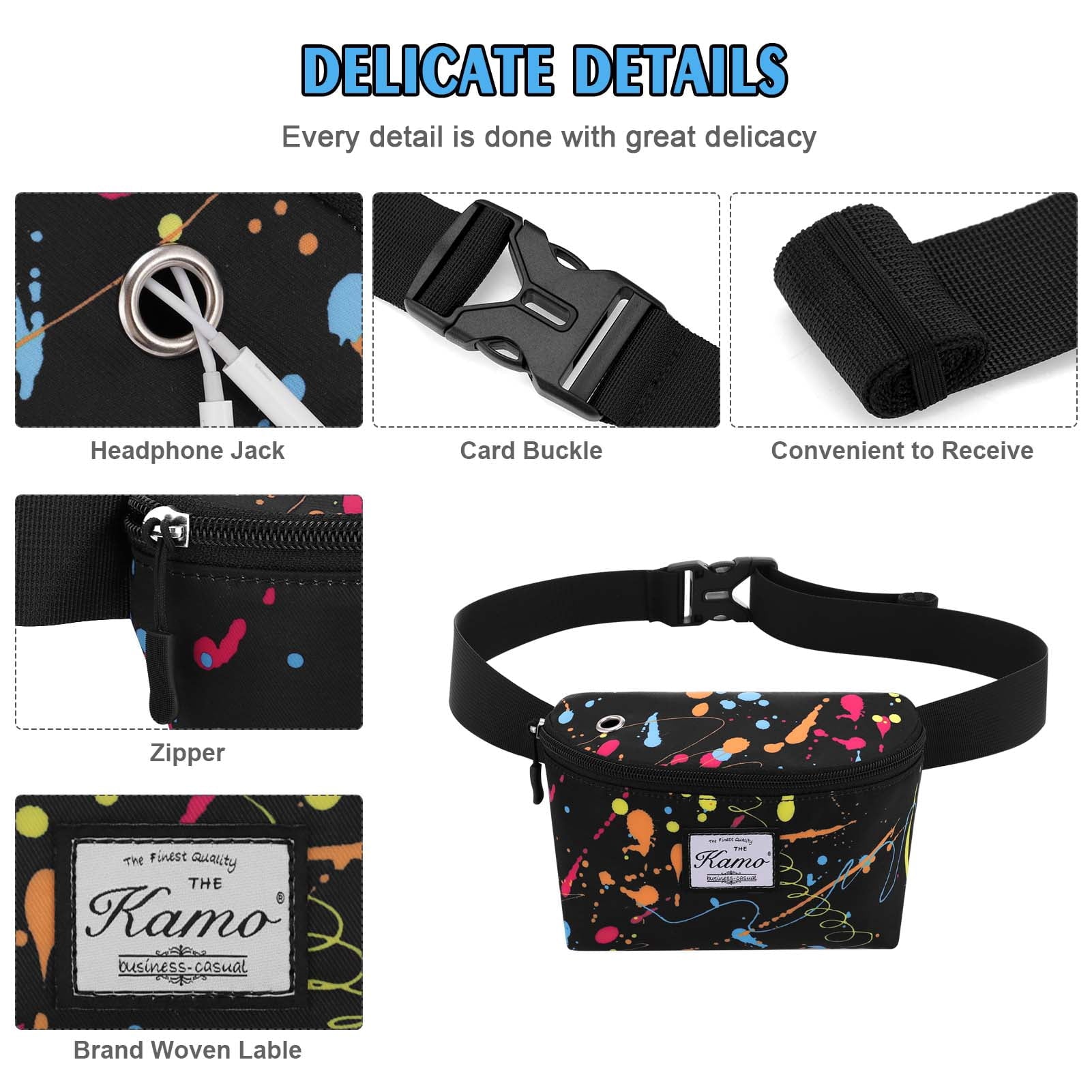 HAWEE Fanny Packs for Women - Slim Yet Spacious Waist Pack with Headphone Cord Access - Lightweight Fannie Hip Bag Great for Hiking, Walking, Biking, Running, Travel