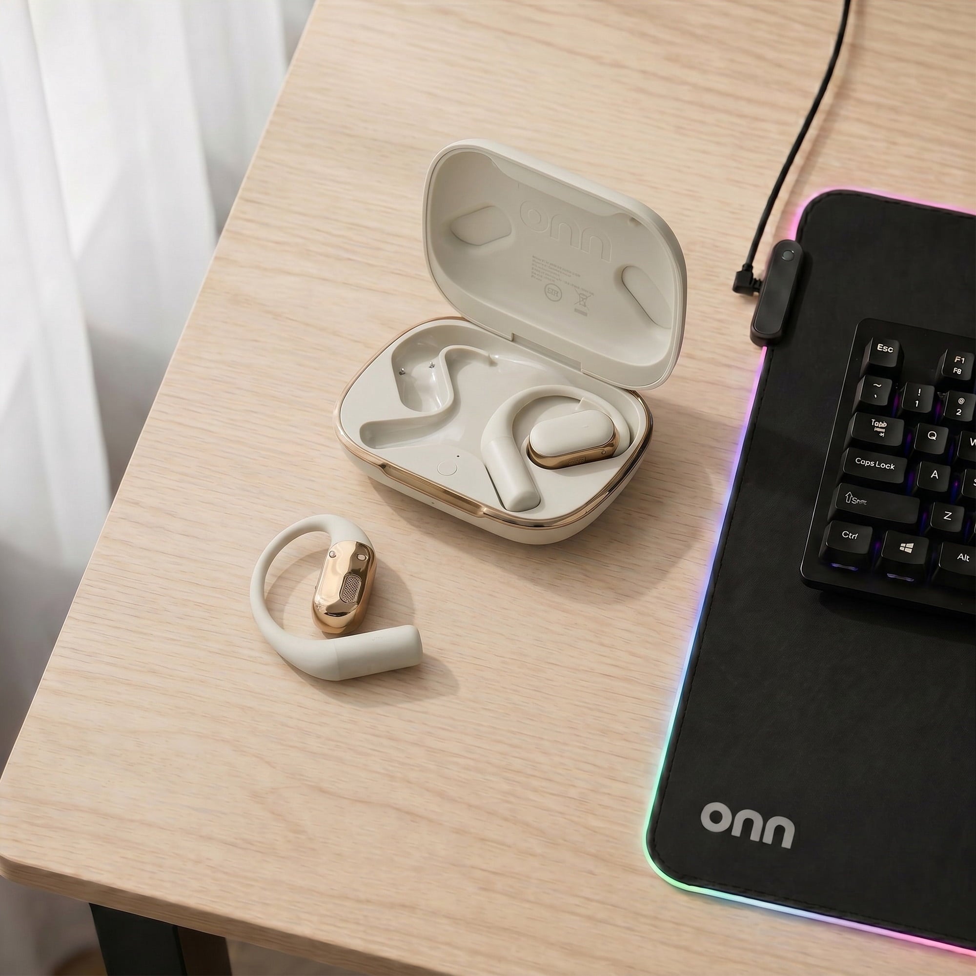 onn Trekster Pro Wireless Open-Ear Earphones, White