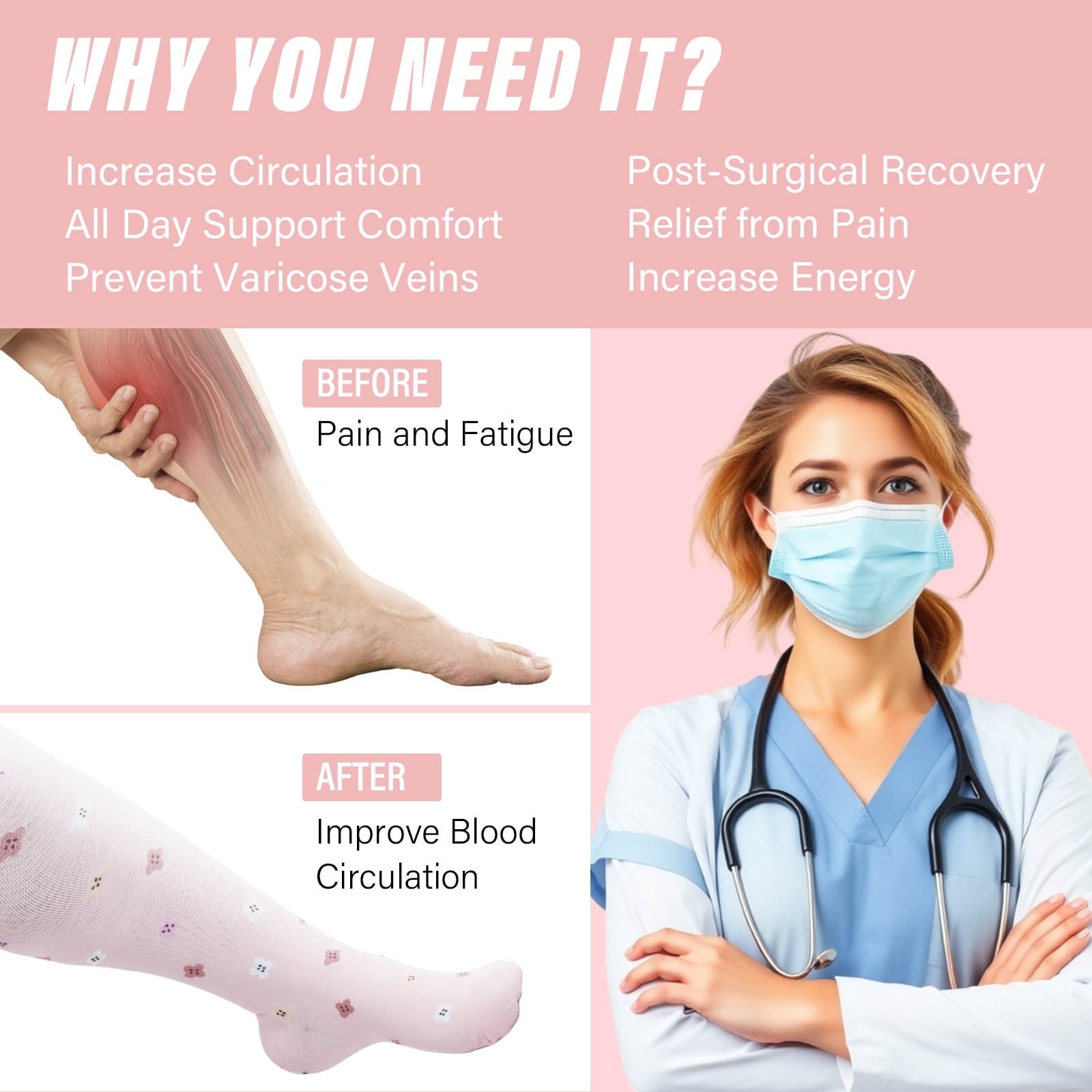 2 Pairs Wide Calf Compression Socks for Women Men AMITOFO Circulation 20-30mmHg Plus Size Knee High Support Stockings for Medical | Circulation | Nurses | Running | Travel, Black 4XL