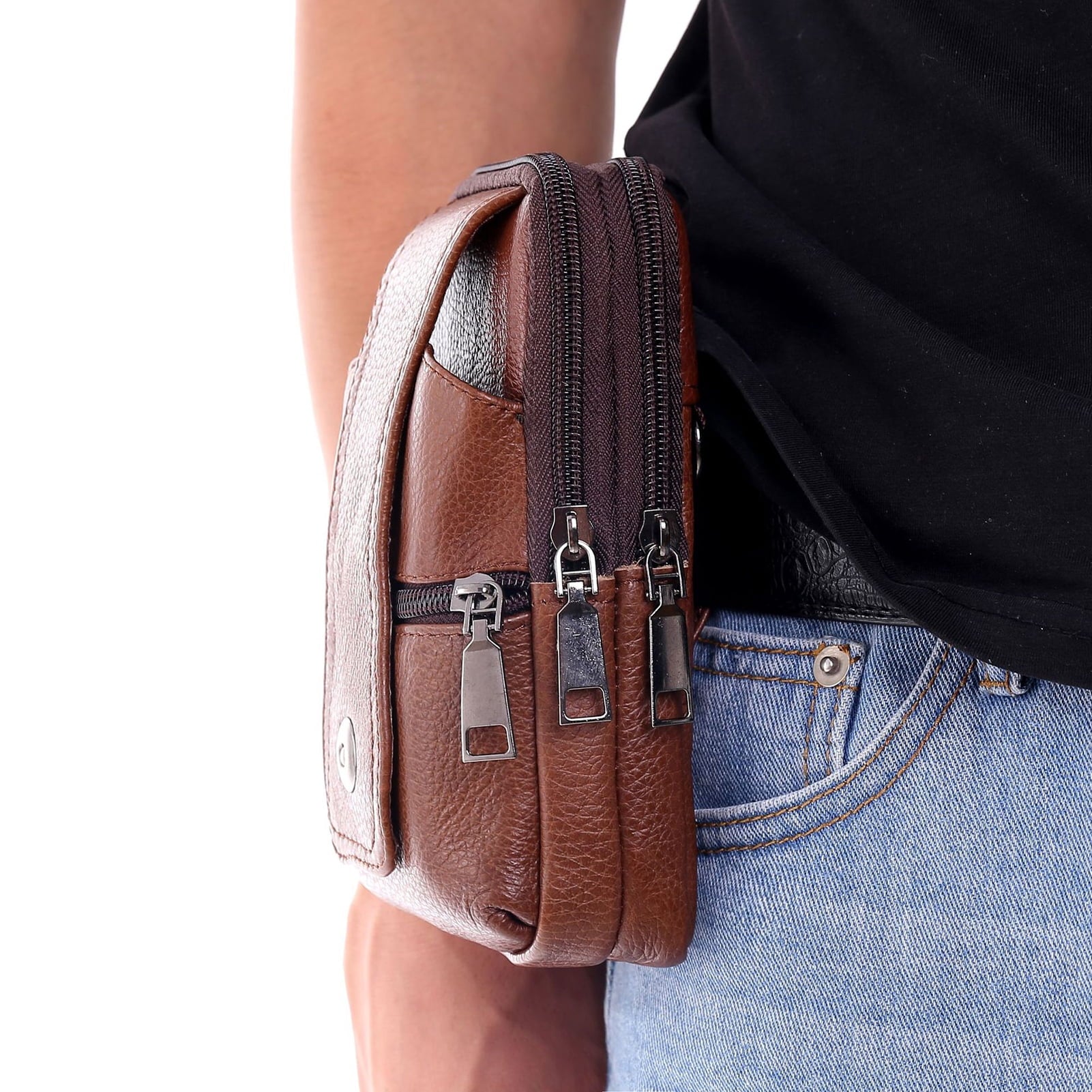 Dream Lifestyle Double-Layer Running Belt with Multi-Pockets Adjustable Belts,Zipper Mens Bag Accessories Belt Fanny Pack Waist Pouch Backpack for Travel Hiking Cycling Running