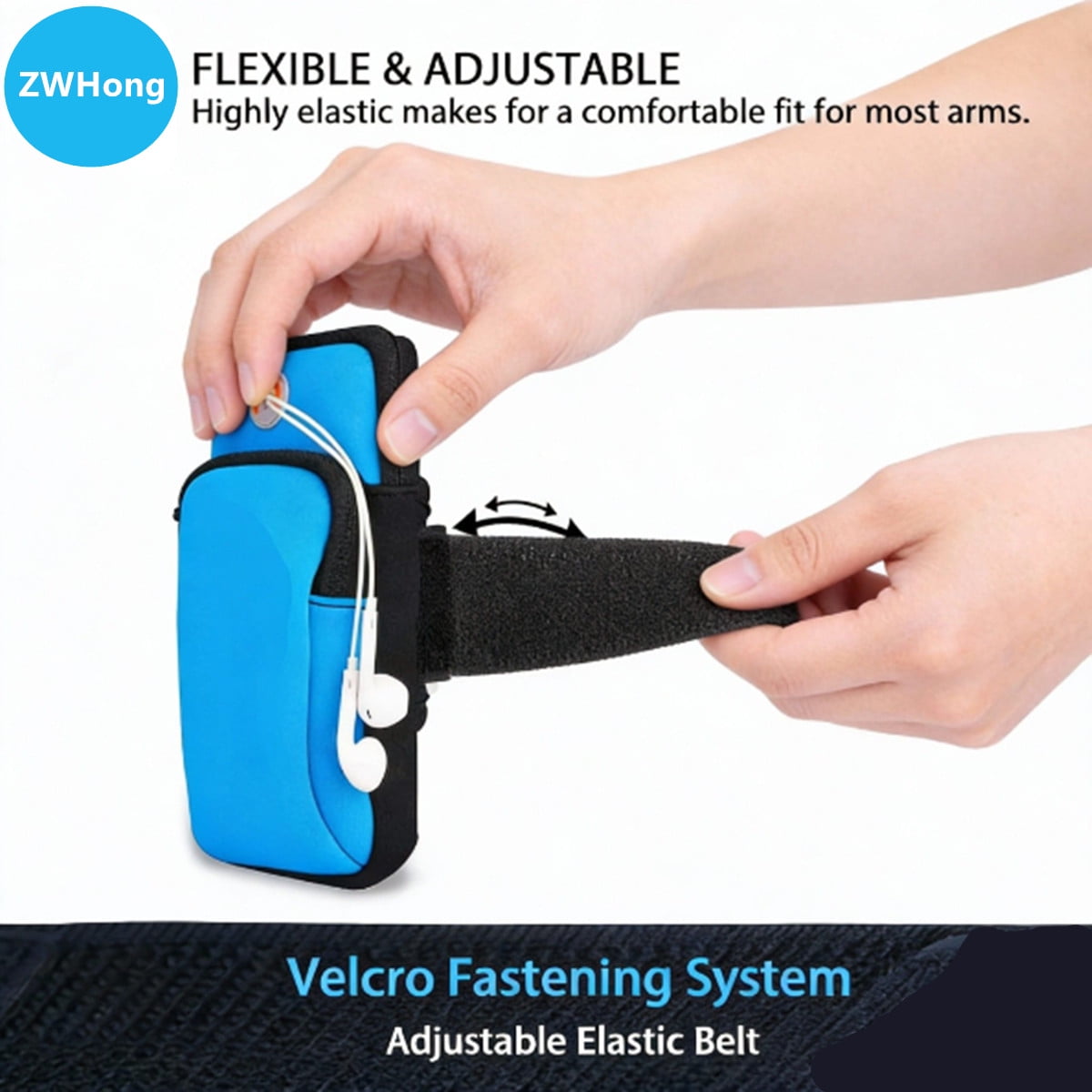 ZWHong Running Phone Holder, Universal Phone Armband for iPhone & Samsung, Workout Phone Holder with Arm Band, Secure Running Armband for Men & Women, Gym Exercise Phone Sleeve（black）
