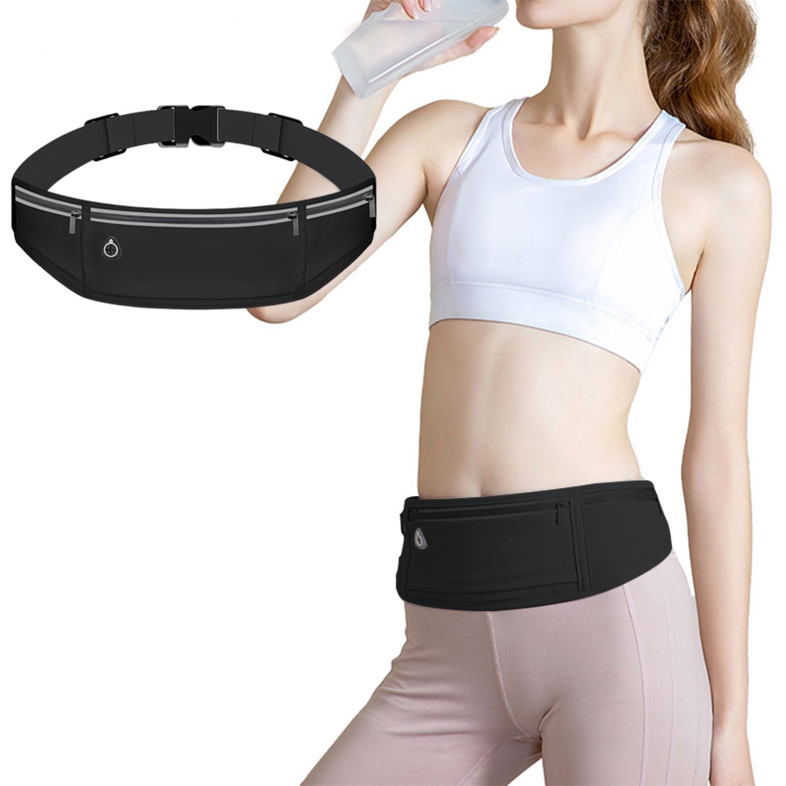 Running Belt Waist Pack Bag, Waist Pack Bag for Hiking Cycling Workout, Jogging Pouch, Phone Holder for Running Gear Accessories, Running Belt for Women Men with 3 Pockets
