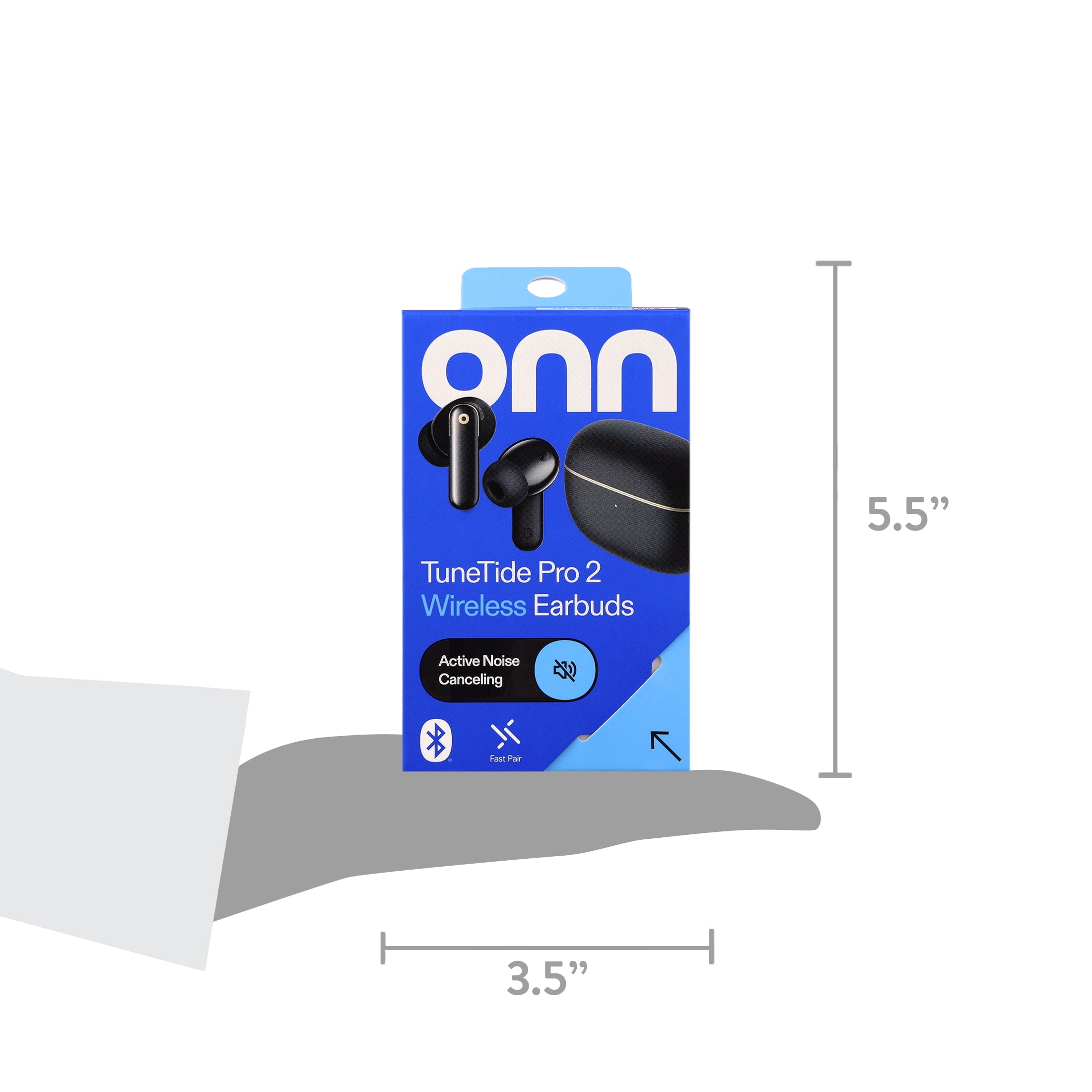 onn TuneTide Pro 2 Wireless Earbuds, White