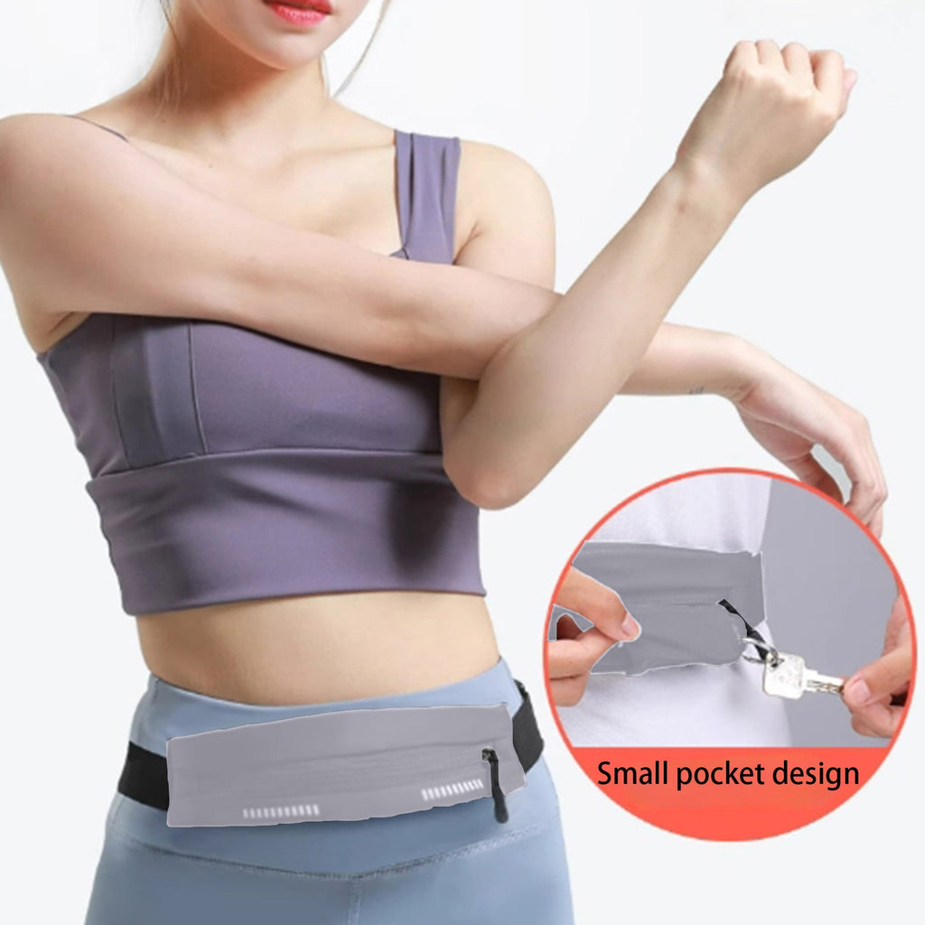 DAMAI Slim Running Belt Fanny Pack, Exercise Waist Pack for Women and Men, Runners Fanny Pack Phone Holder, Waist Belt for Workout Jogging Hiking Cycling, Money Belt Running Gear Accessories (Black)