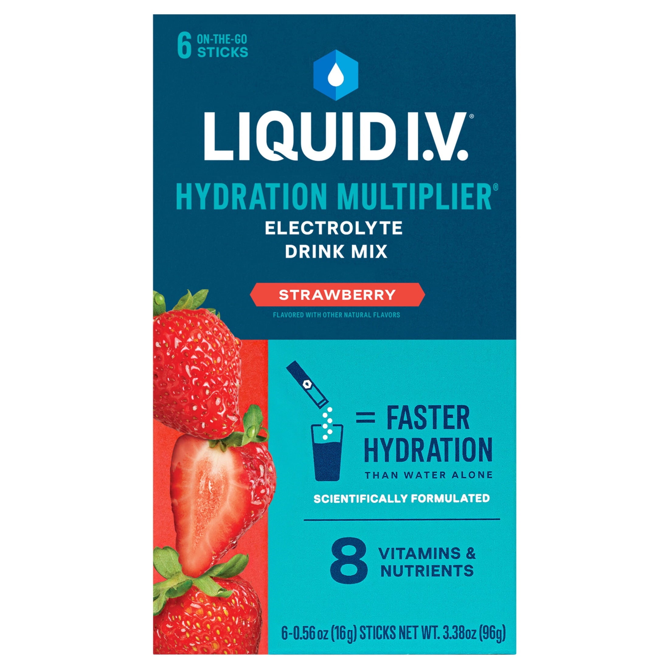 Liquid I.V.® Strawberry Hydration Multiplier® Powdered Electrolyte Drink Mix, 6 Count Packets