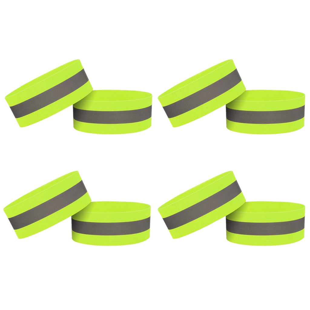 8 Piece Reflective Armband and Ankle Band Set for Running, High Visibility Safety Straps for Night Cycling and Jogging, Elastic Adjustable Sports Gear for Outdoor Activities, Green