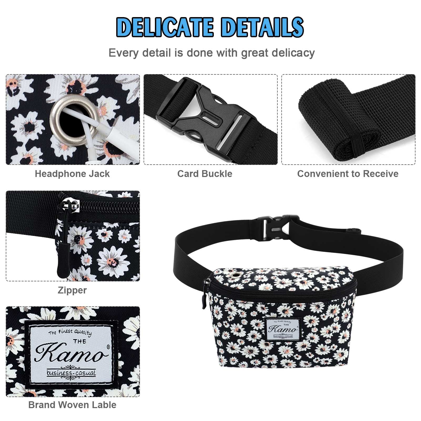 HAWEE Fanny Packs for Women - Slim Yet Spacious Waist Pack with Headphone Cord Access - Lightweight Fannie Hip Bag Great for Hiking, Walking, Biking, Running, Travel