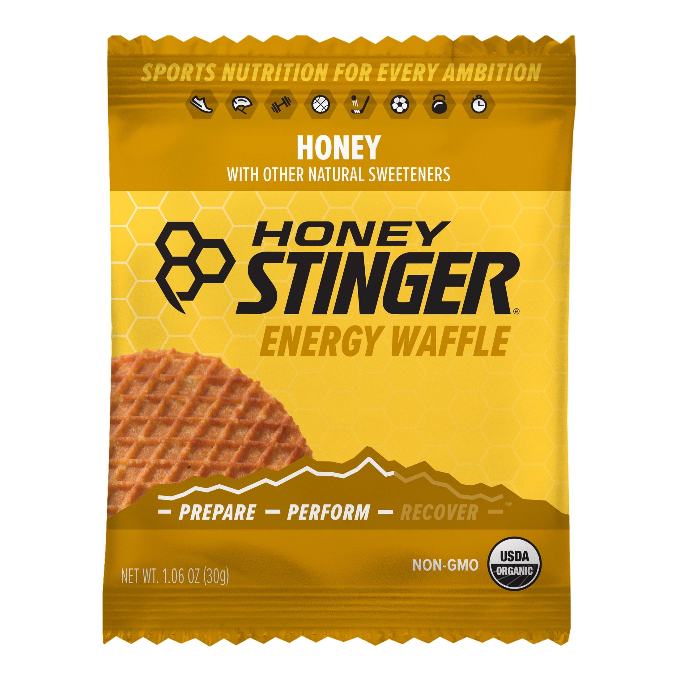 Honey Stinger Organic Energy Waffle Snack, Honey, 1.06 oz, 6 Count Box