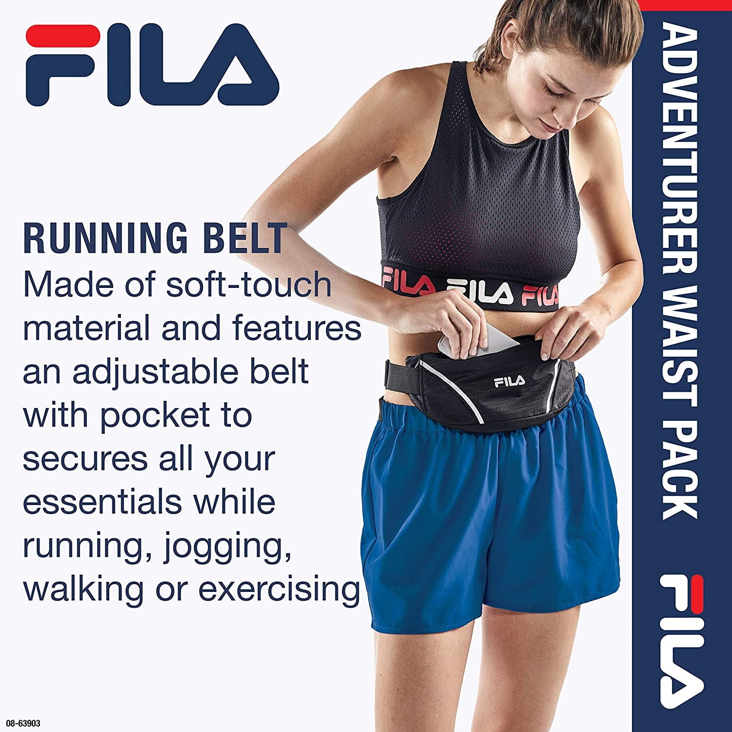 FILA Accessories Waist Pack - Running Belt Fanny Pack | Adventurer Adjustable Sports Pouch Phone Holder for Women & Men | Running, Walking, Cycling, Exercise & Fitness