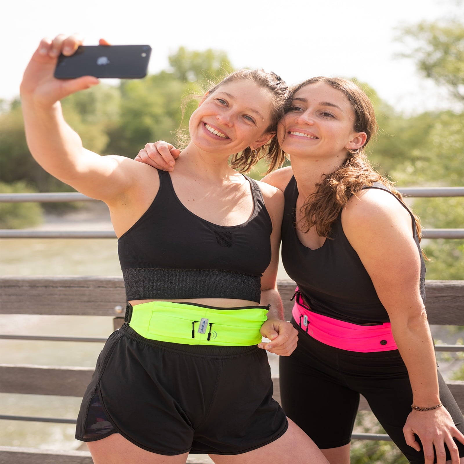 WATERFLY Unisex Adjustable Non-Slip Jogging Exercise Fitness Nylon Running Waist Belt,Black