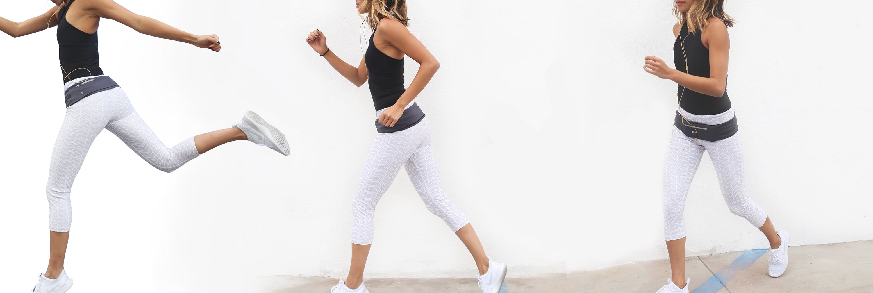 Runner Waist Pack - Hip Hug Running Fuel Belt with 2 Pockets - NO BOUNCE Runner's Fanny Pack - Storage Pouch Bag Runners