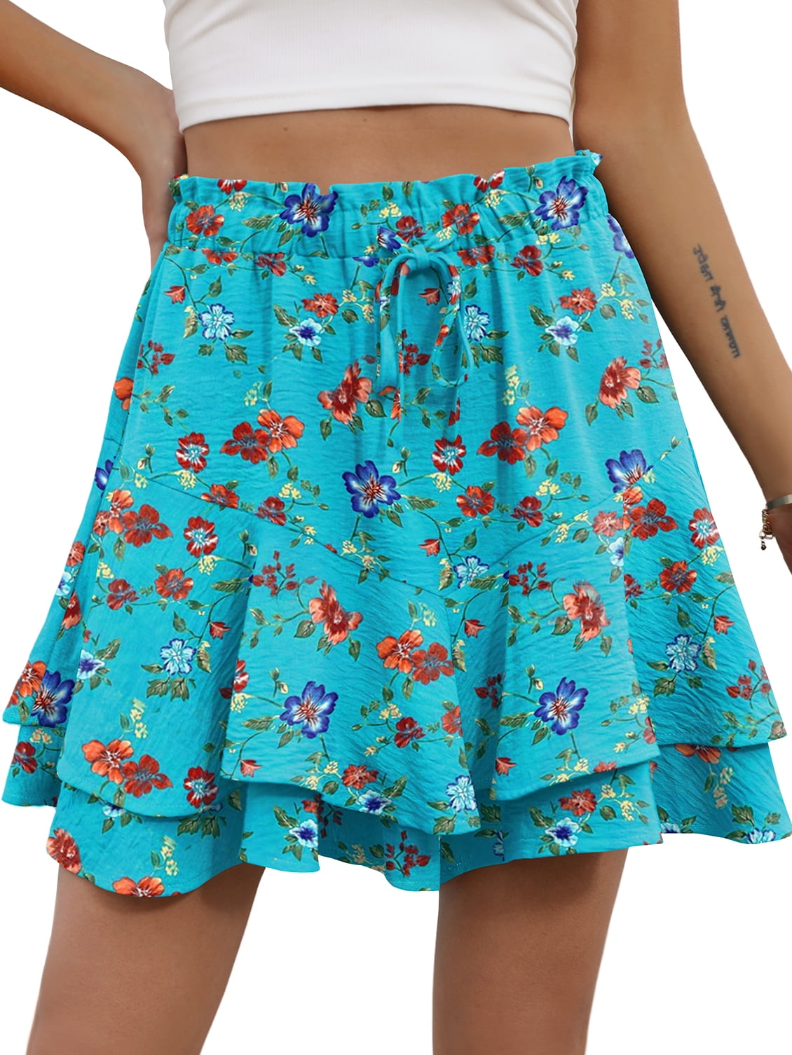 Cueply Flowy Shorts for Women Mini Tennis Skirt Ruffle Tiered Skorts Running Workout Sports Shorts