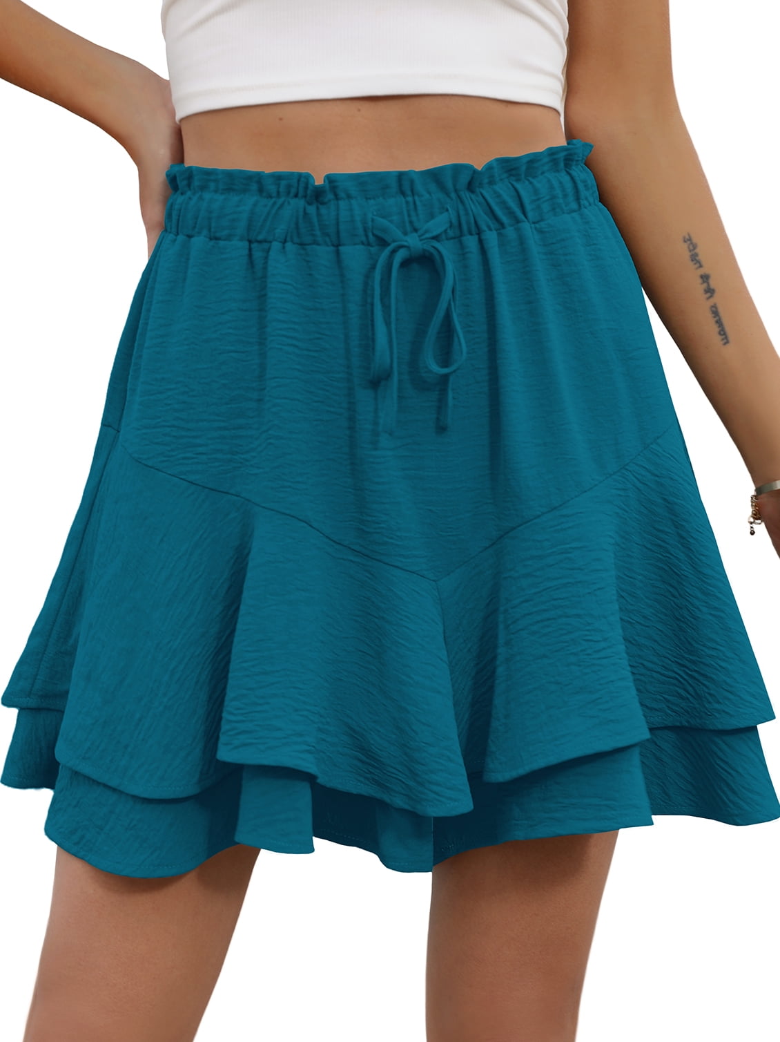 Cueply Flowy Shorts for Women Mini Tennis Skirt Ruffle Tiered Skorts Running Workout Sports Shorts