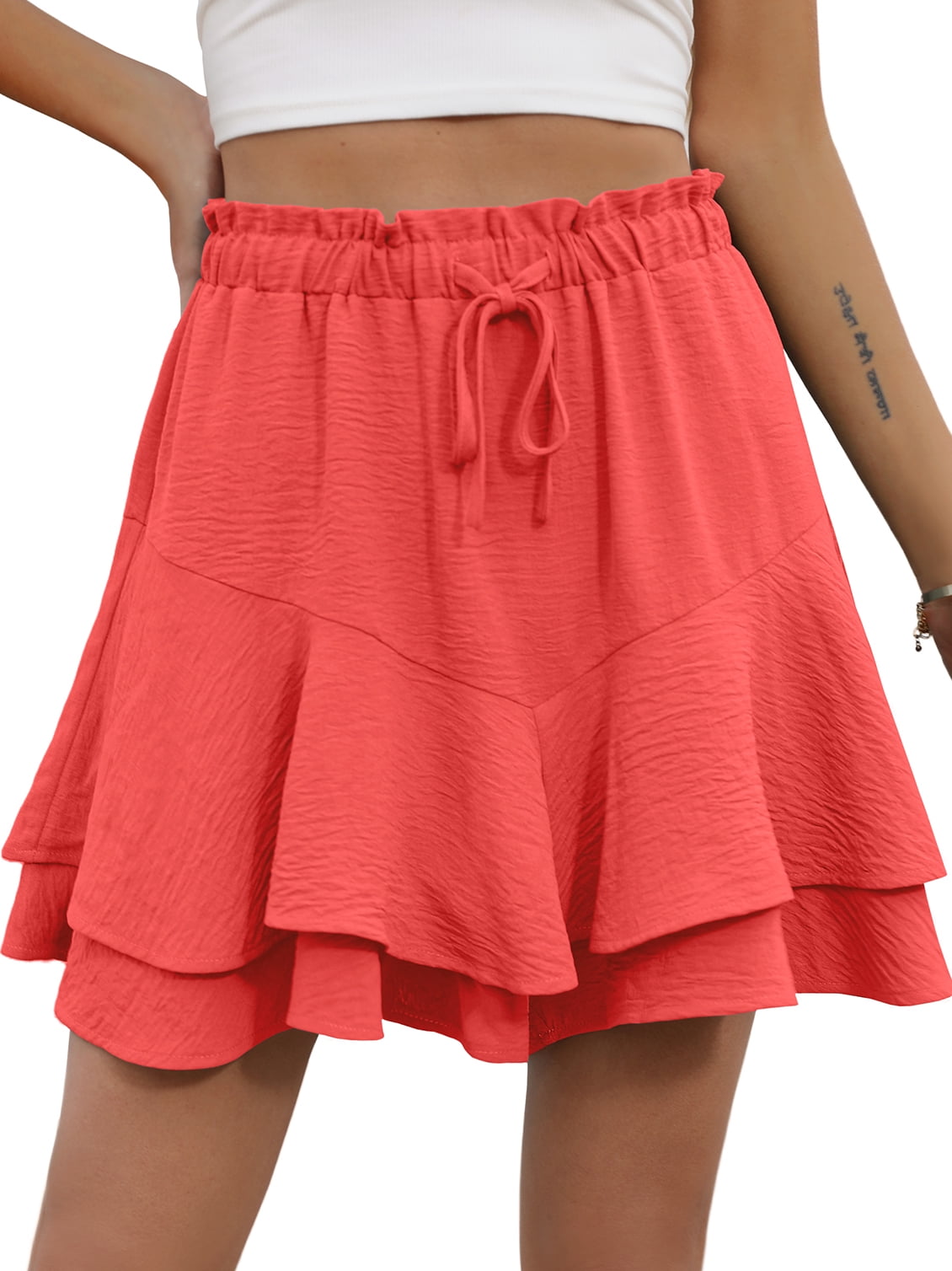 Cueply Flowy Shorts for Women Mini Tennis Skirt Ruffle Tiered Skorts Running Workout Sports Shorts