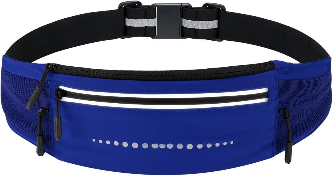 Lightweight Running Belt, Water-Resistant Pack for Women & Men, 4-Zone Organization Fits Up to 7" Phone, Reflective Strips Design for , Jogging, Hiking, Commuting