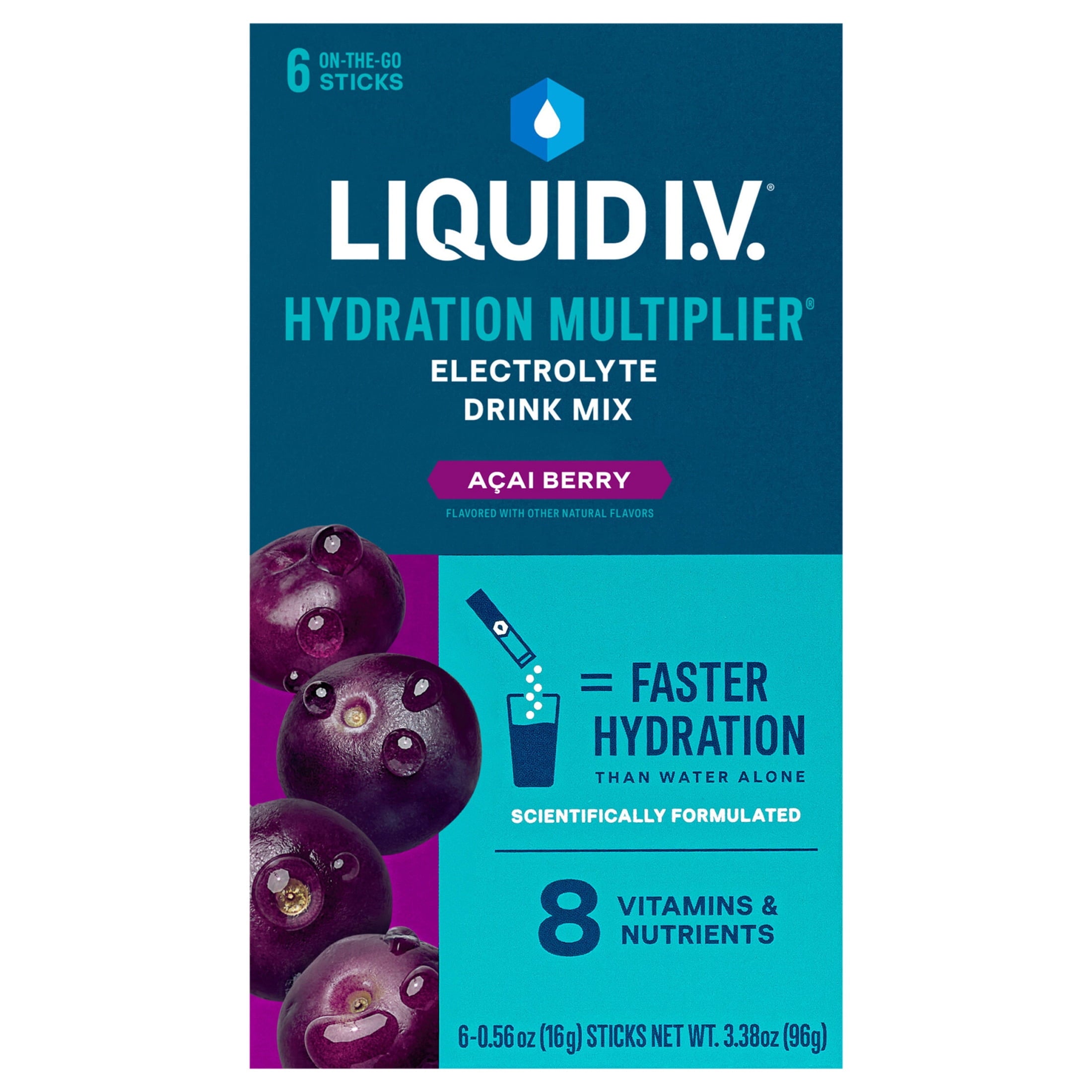 Liquid I.V.® Strawberry Hydration Multiplier® Powdered Electrolyte Drink Mix, 6 Count Packets