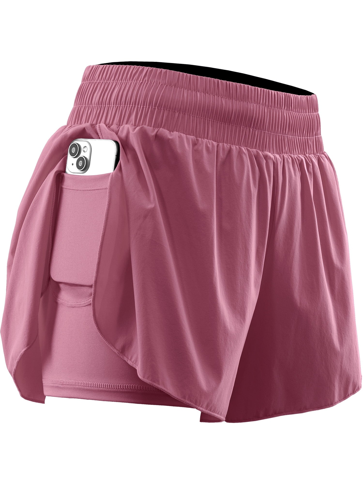 NELEUS Womens 2 in 1 Workout Yoga Shorts for Athletic Gym Running Casual Summer Short with Pocket,Navy Blue,US Size L